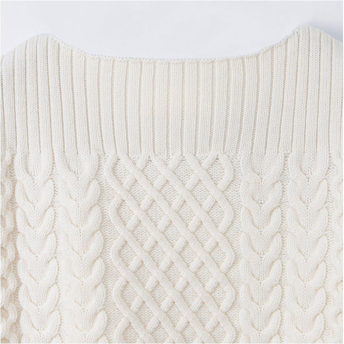 バックヤードファミリー BACKYARD FAMILY ボードネックケーブルニット (white) white