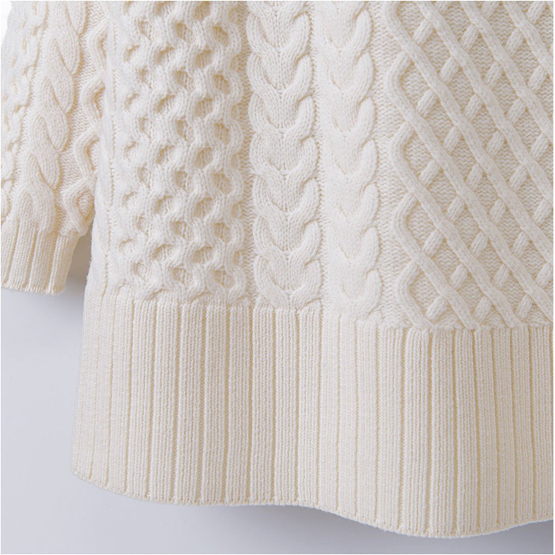 バックヤードファミリー BACKYARD FAMILY ボードネックケーブルニット (white) white