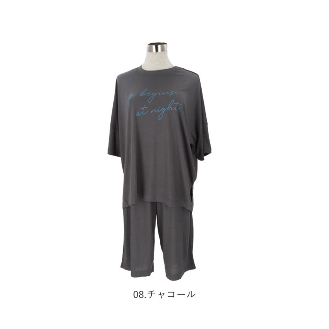 バックヤードファミリー BACKYARD FAMILY 巾着付き5分袖上下セット ルームウエア (02.アイボリー) 02.アイボリー