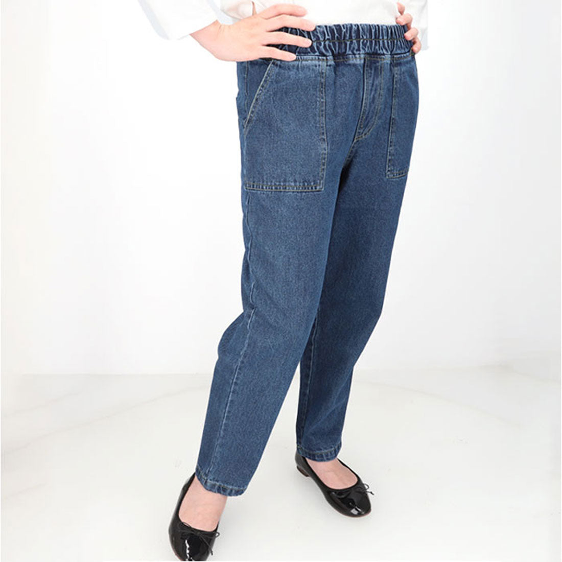 バックヤードファミリー BACKYARD FAMILY デニムパンツ ボトムス ウエストゴム (ネイビー) ネイビー