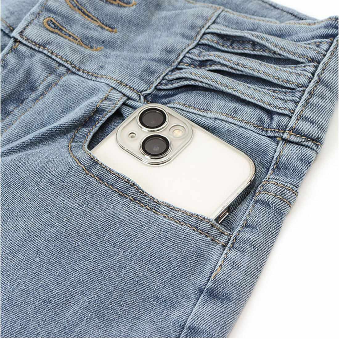 バックヤードファミリー BACKYARD FAMILY デニム ハイウエスト クロスループ ストレッチ スキニーパンツ (ブルー) ブルー