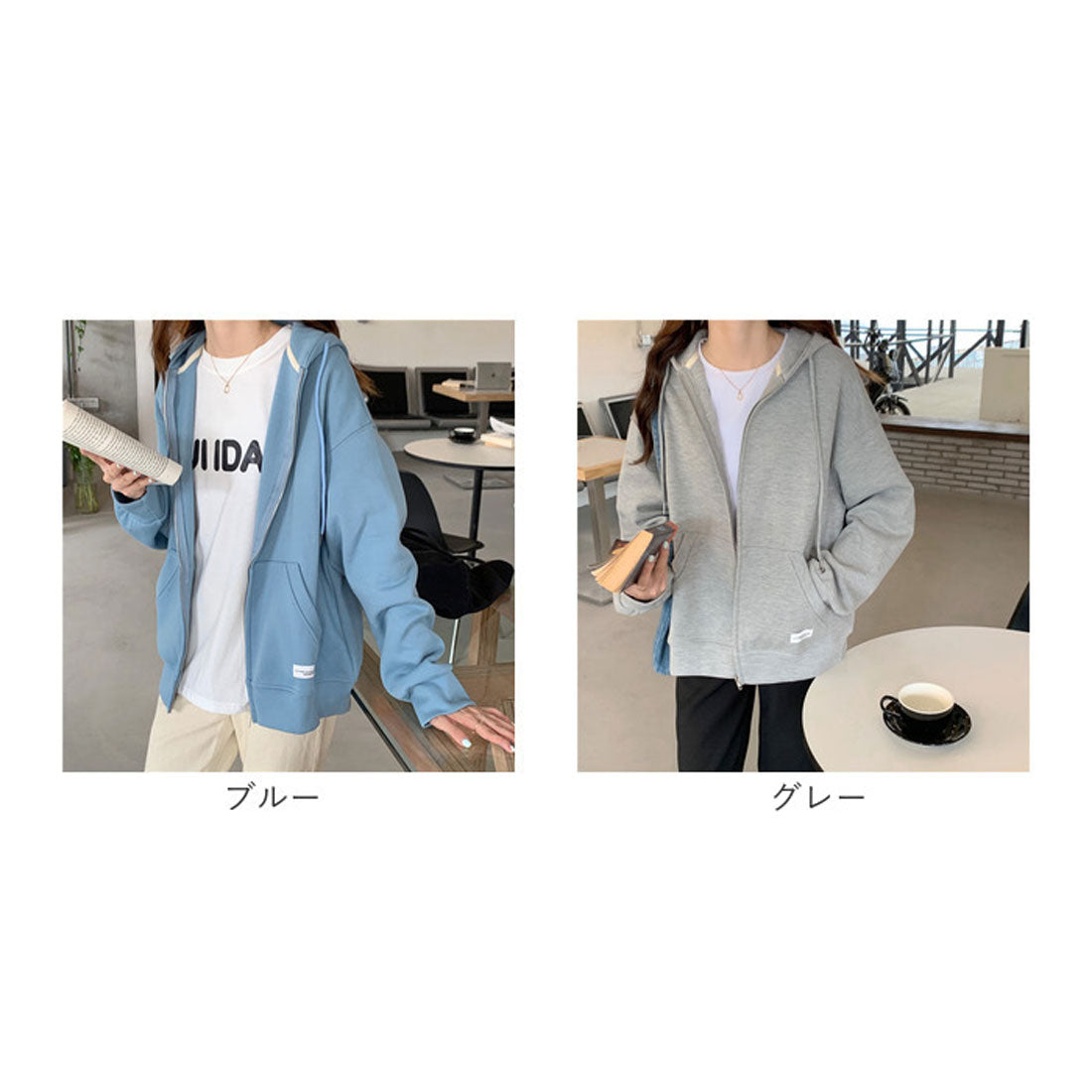 バックヤードファミリー BACKYARD FAMILY ジップアップパーカー フード付き (グリーン) グリーン