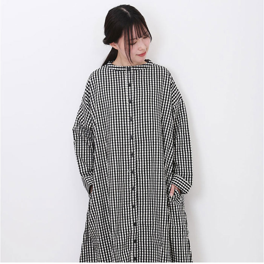 バックヤードファミリー BACKYARD FAMILY 2WAY チェックワンピース (グレンチェック) グレンチェック
