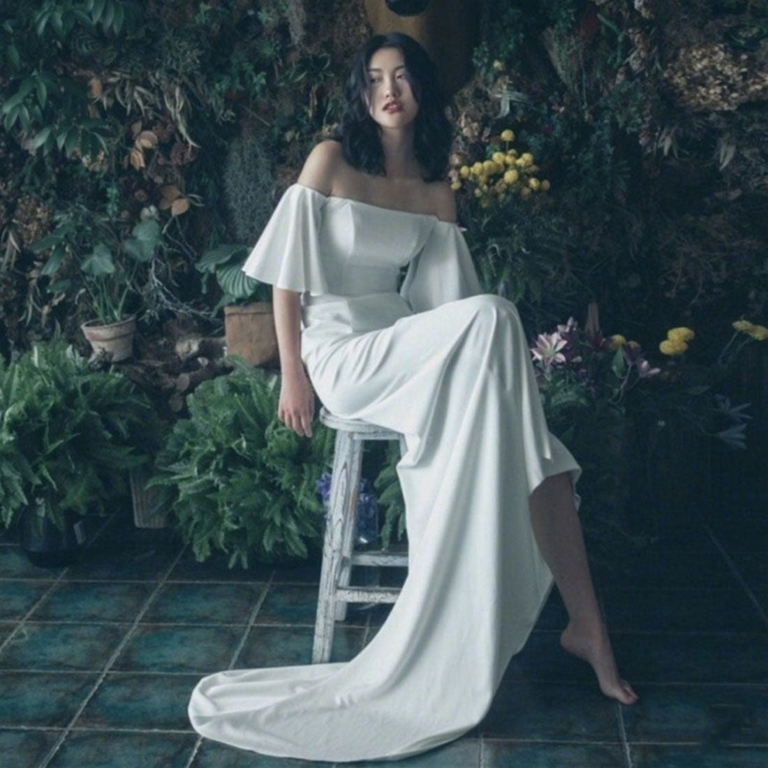 BACKYARD FAMILY Wedding Dress Flare Sleeve Mermaid