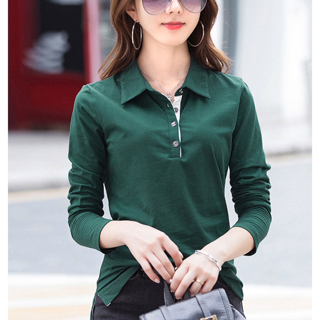 バックヤードファミリー BACKYARD FAMILY ポロシャツ レディース 春 秋 fu18181,グリーン