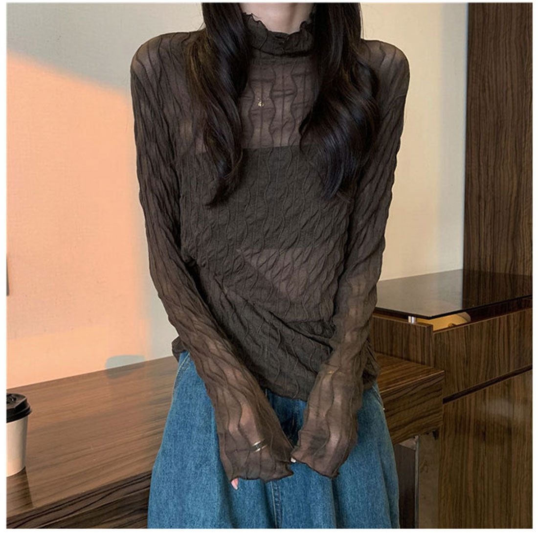 バックヤードファミリー BACKYARD FAMILY シースルー カットソー レディース 長袖 (ベージュ) ベージュ