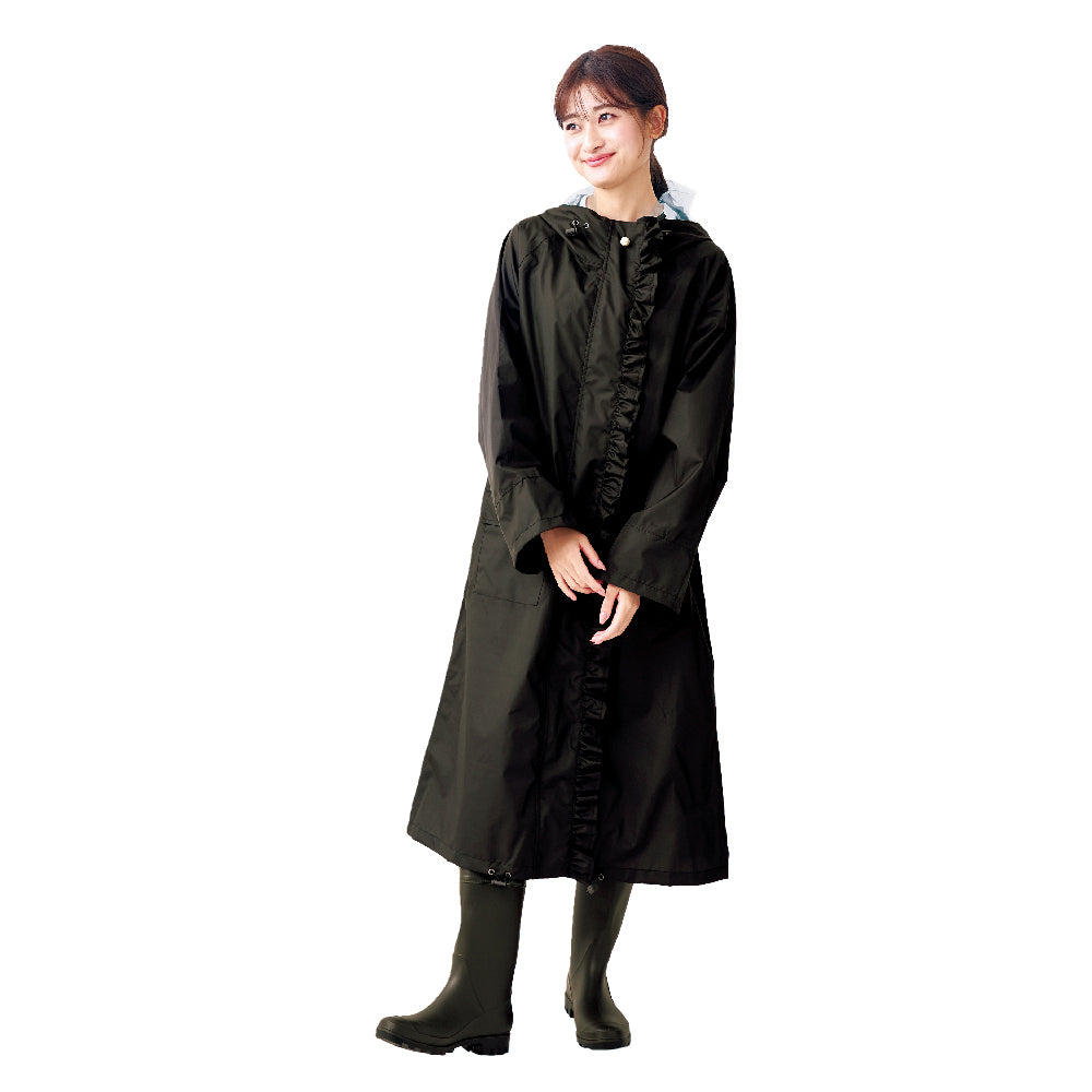 バックヤードファミリー BACKYARD FAMILY ピンクトリック pink trick 自転車レインウェア ロングタイプ (フリルxパール/ブラック) フリルxパール/ブラック