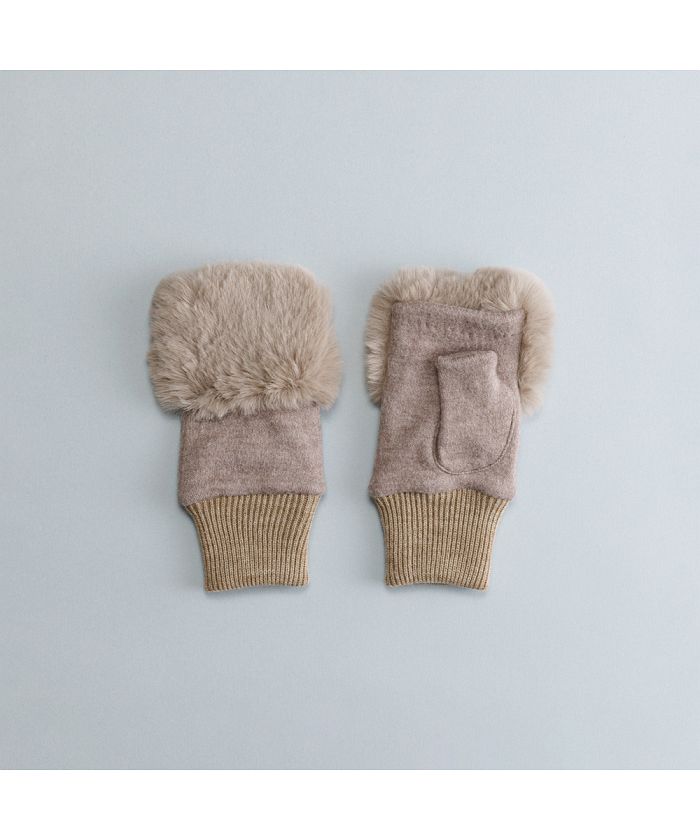 BACKYARD FAMILY BACKYARD FAMILY WOMEN Fingerless Gloves with Fake Fur