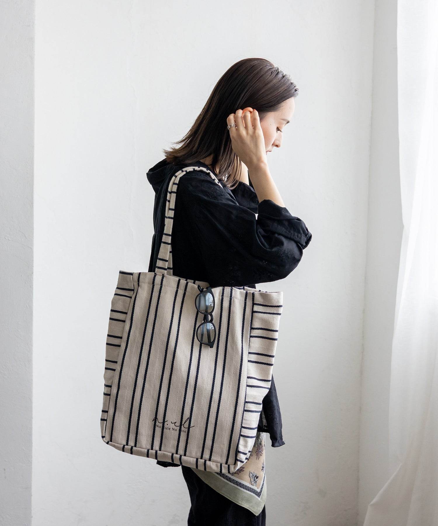 ノールール ノーライン No Rule No Line キャンバスストライプトートバッグ (IVORY) IVORY