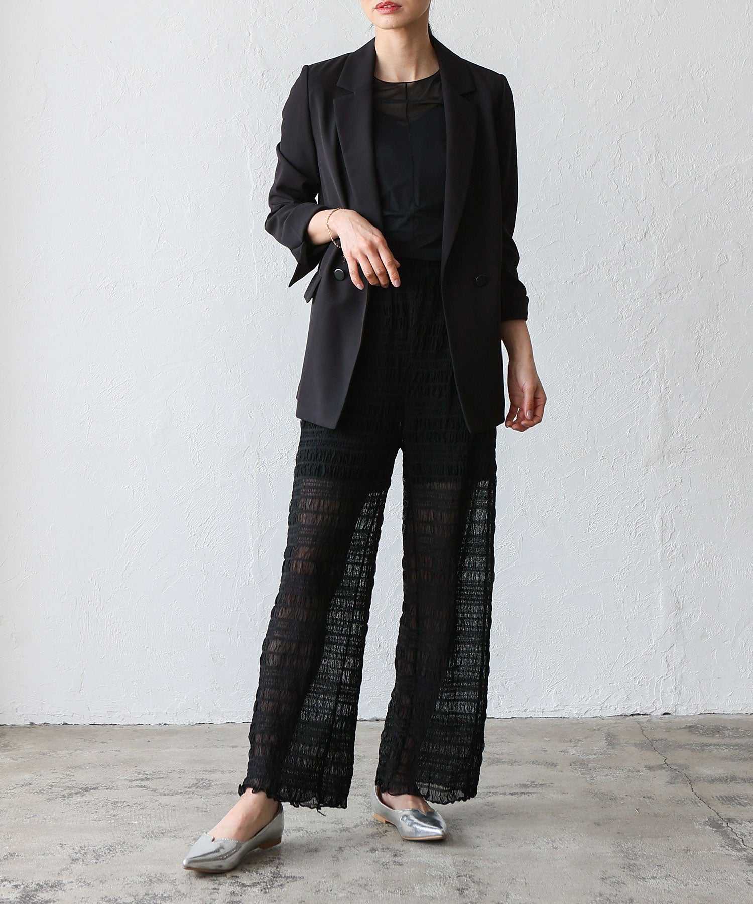 ノールール ノーライン No Rule No Line レイヤード風シアーチュールパンツ (BLACK) BLACK