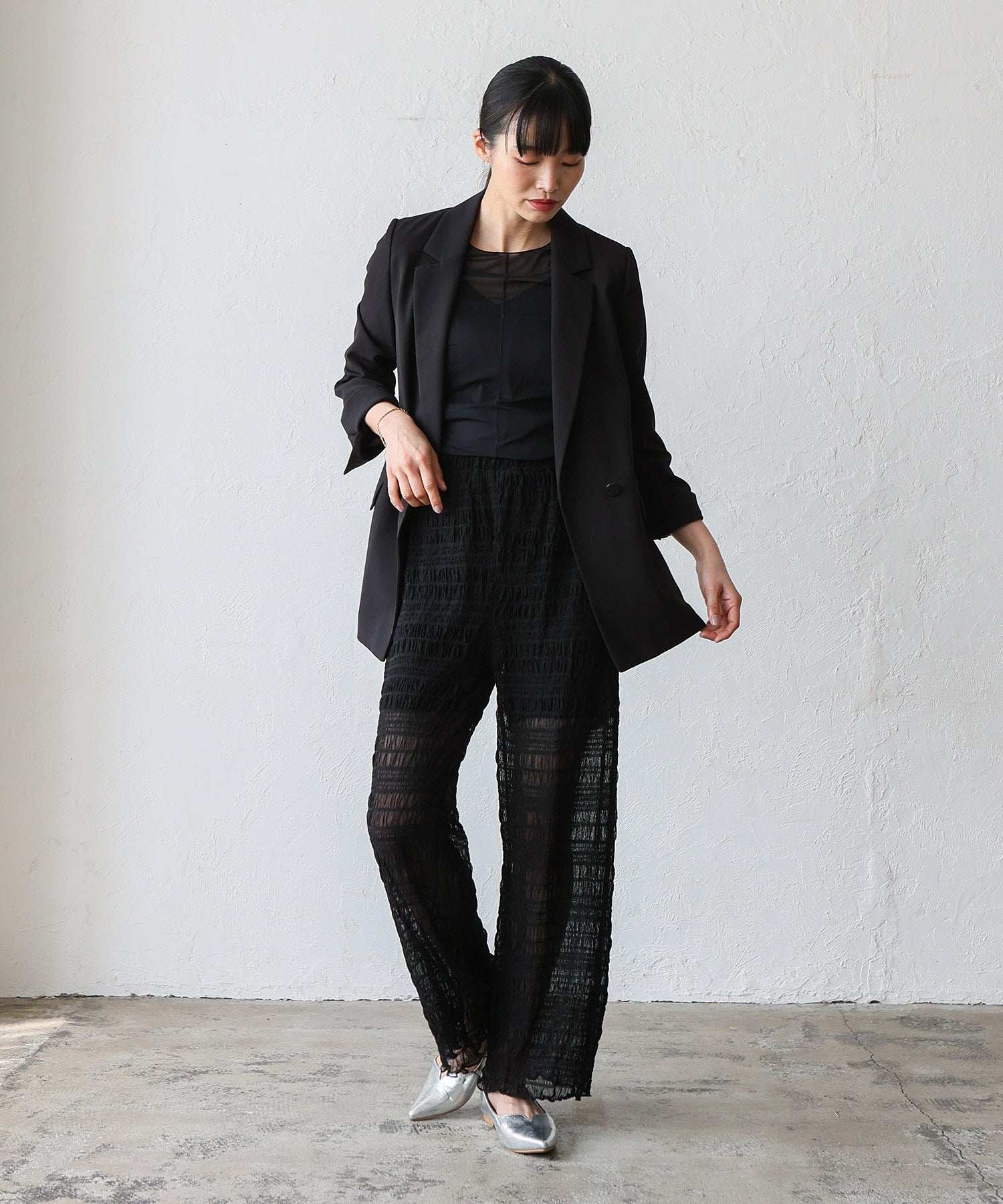 ノールール ノーライン No Rule No Line レイヤード風シアーチュールパンツ (BLACK) BLACK