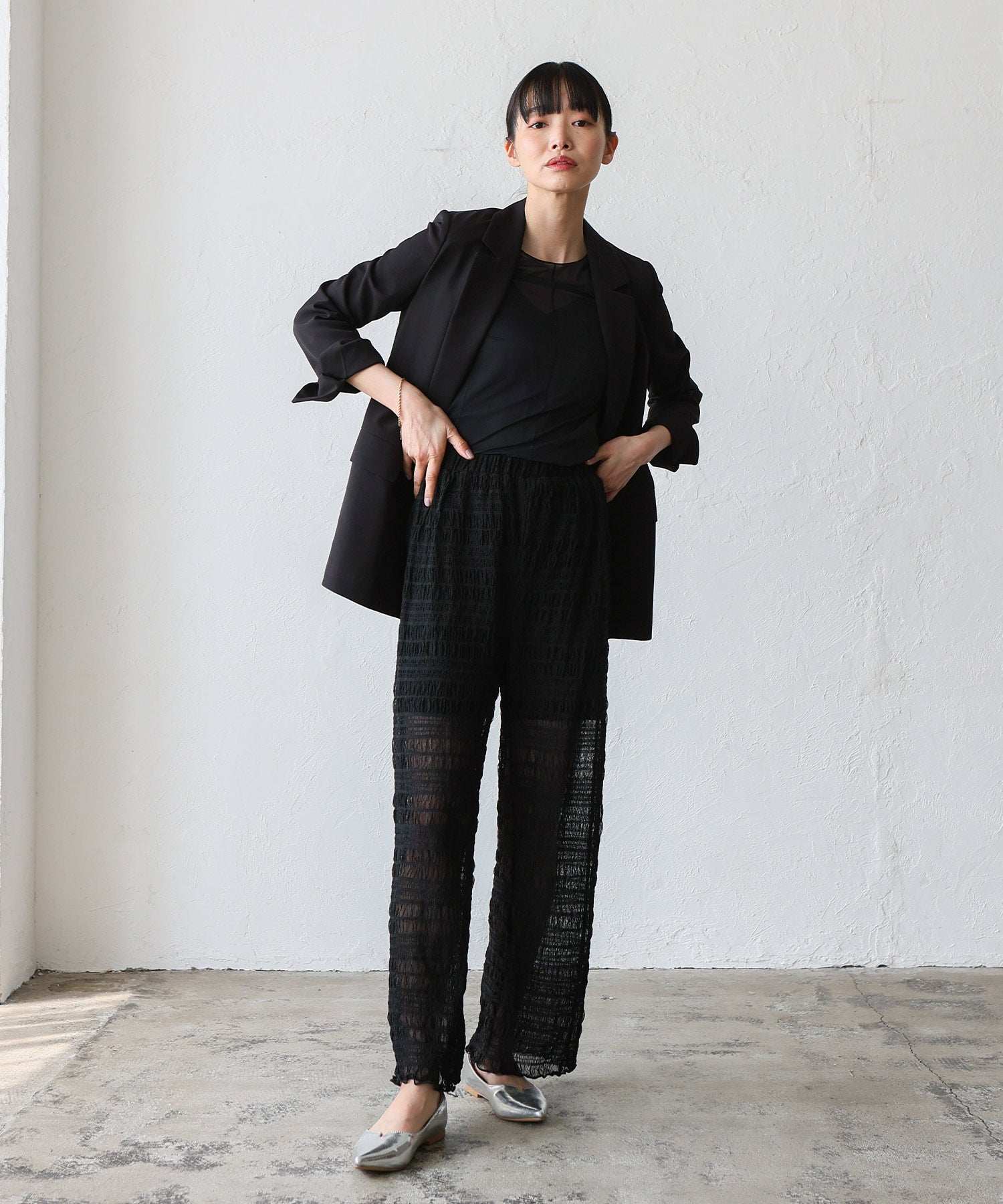 ノールール ノーライン No Rule No Line レイヤード風シアーチュールパンツ (BLACK) BLACK