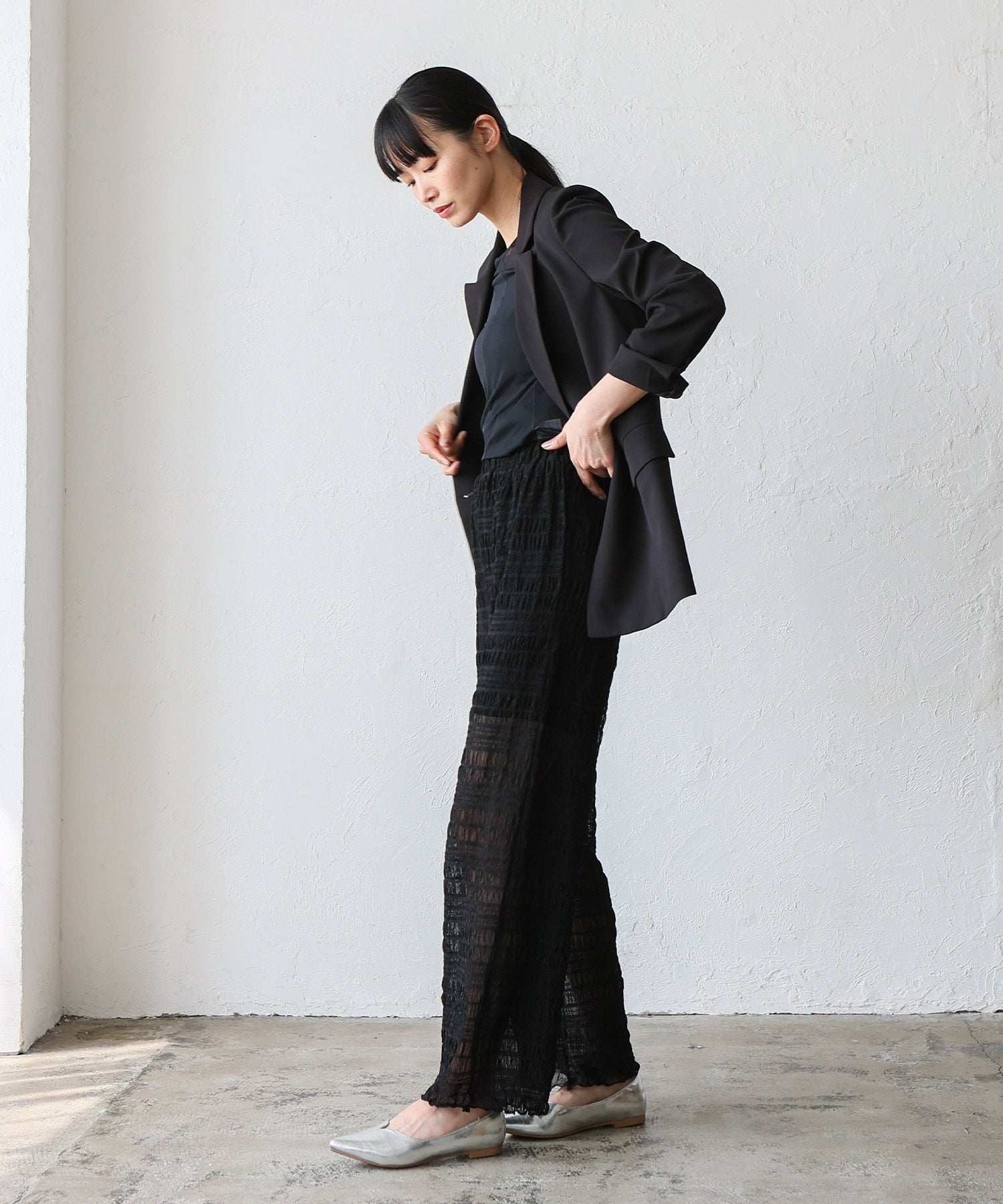 ノールール ノーライン No Rule No Line レイヤード風シアーチュールパンツ (BLACK) BLACK