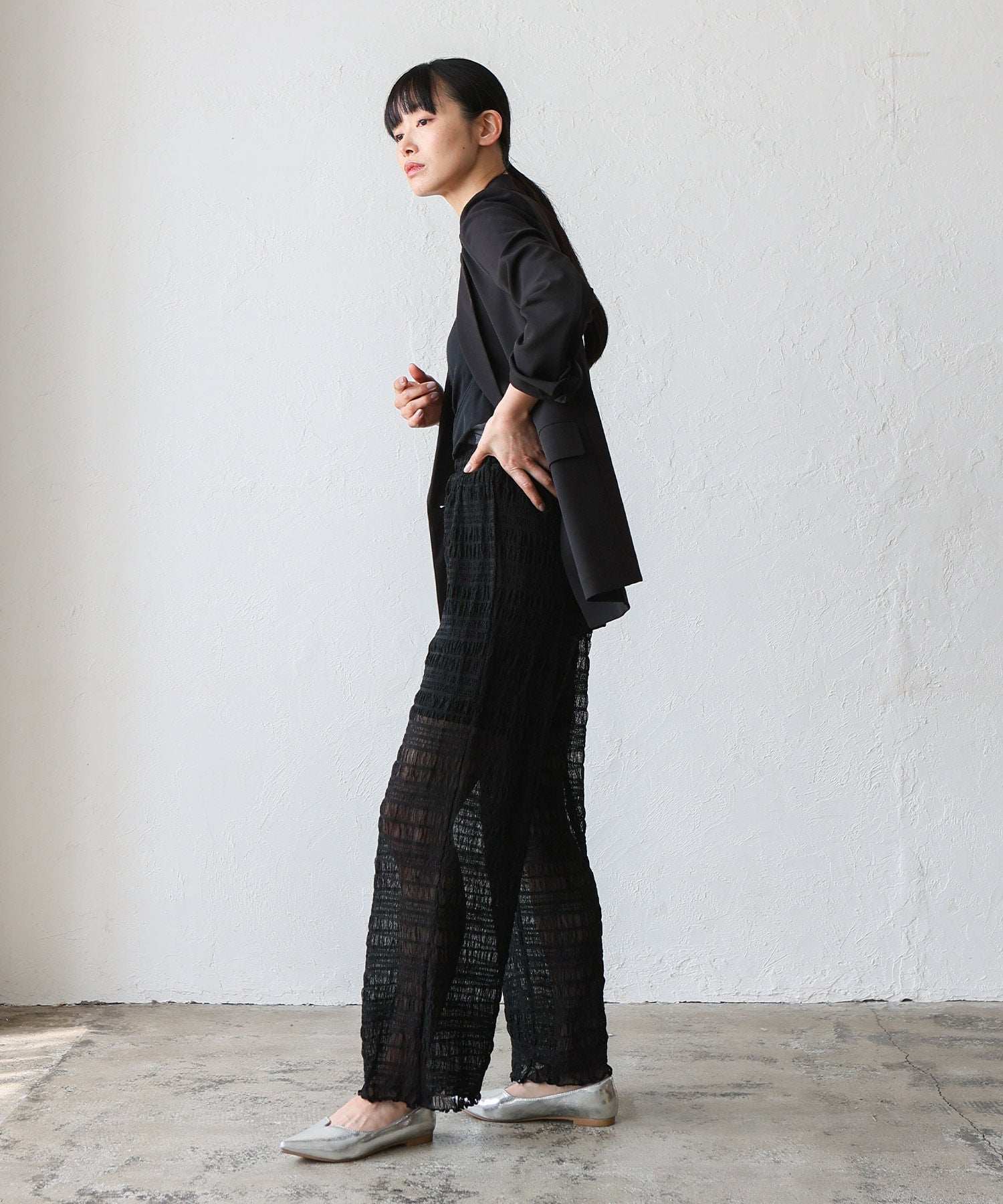 ノールール ノーライン No Rule No Line レイヤード風シアーチュールパンツ (BLACK) BLACK