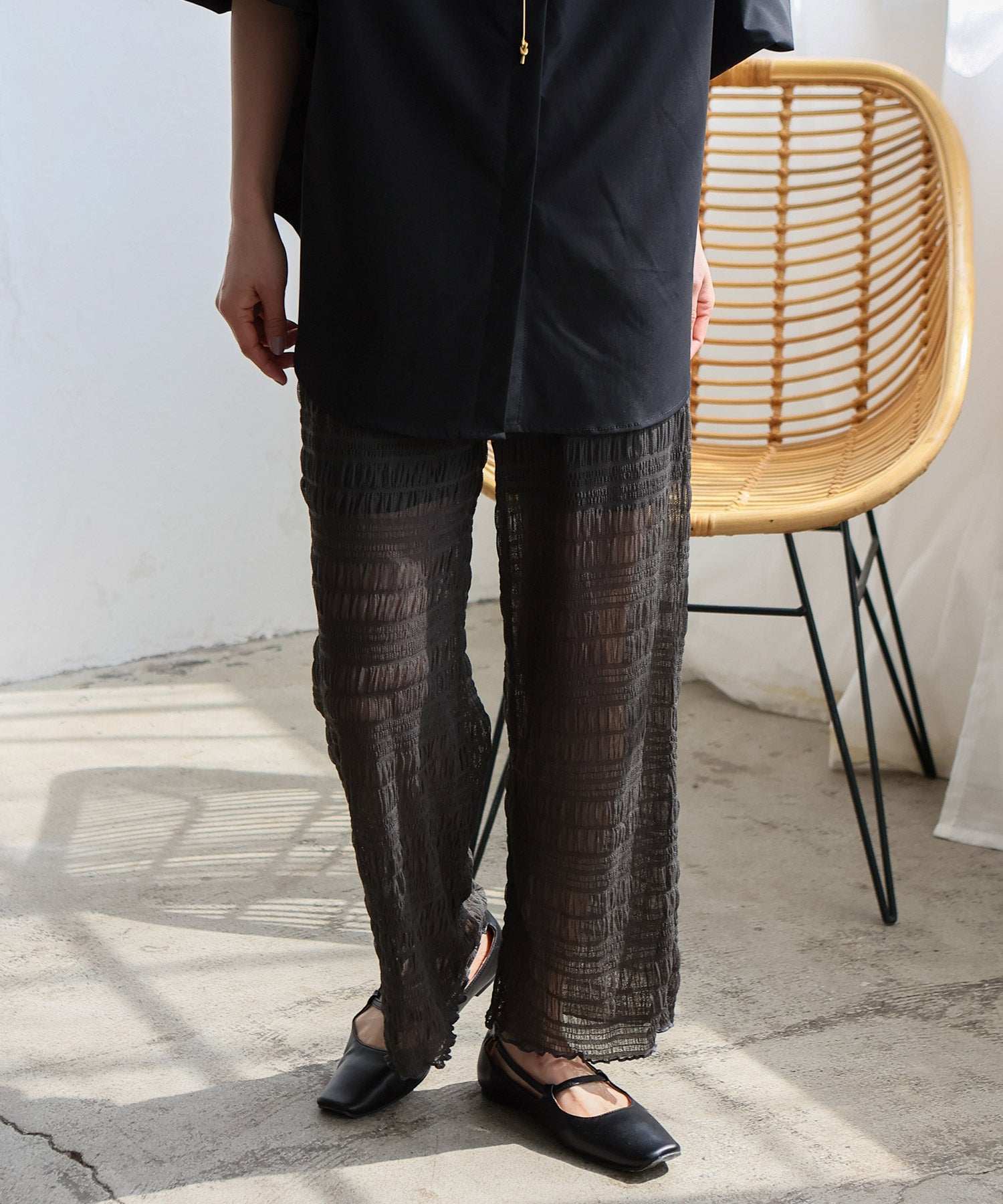 ノールール ノーライン No Rule No Line レイヤード風シアーチュールパンツ (BLACK) BLACK