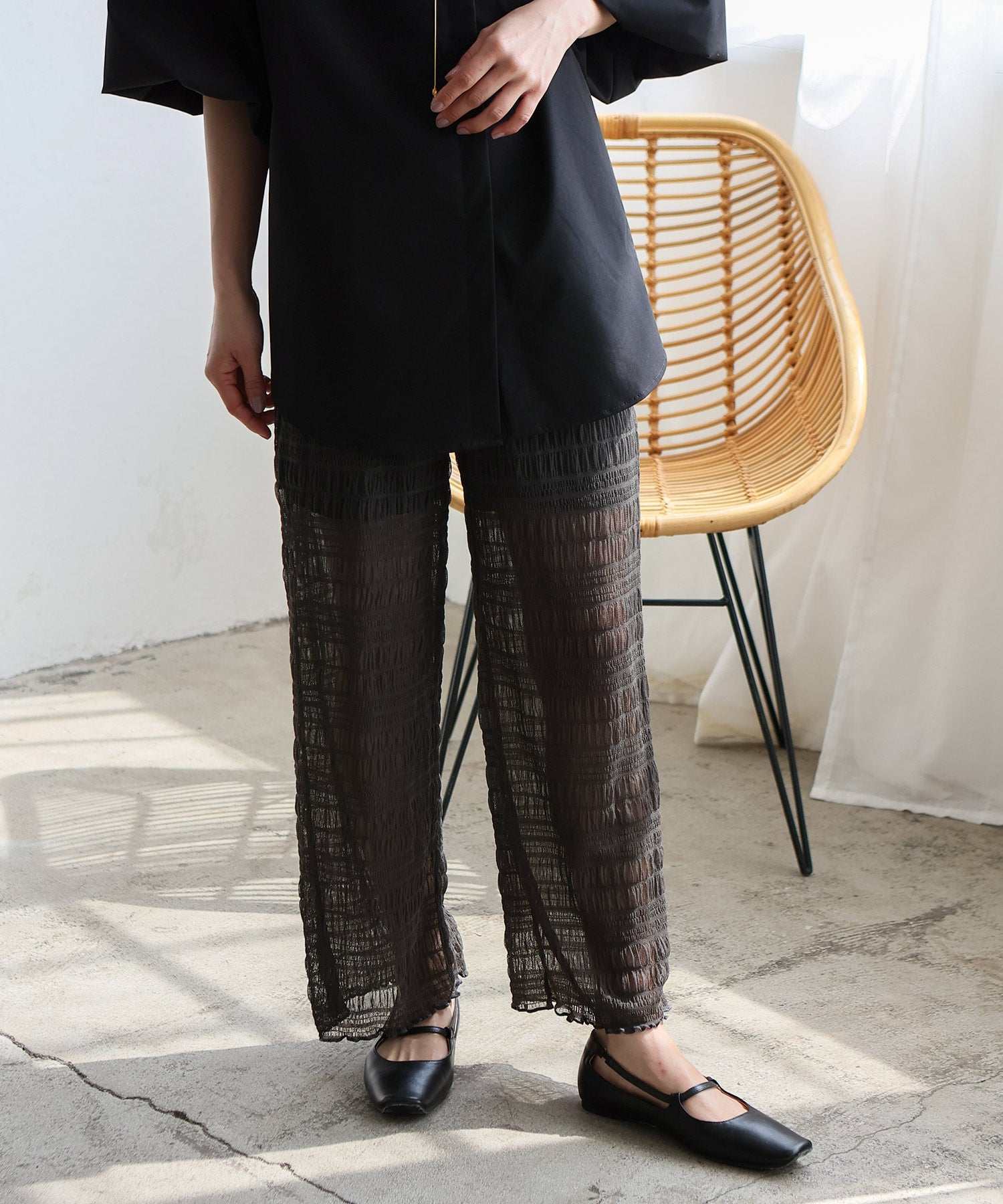 ノールール ノーライン No Rule No Line レイヤード風シアーチュールパンツ (BLACK) BLACK