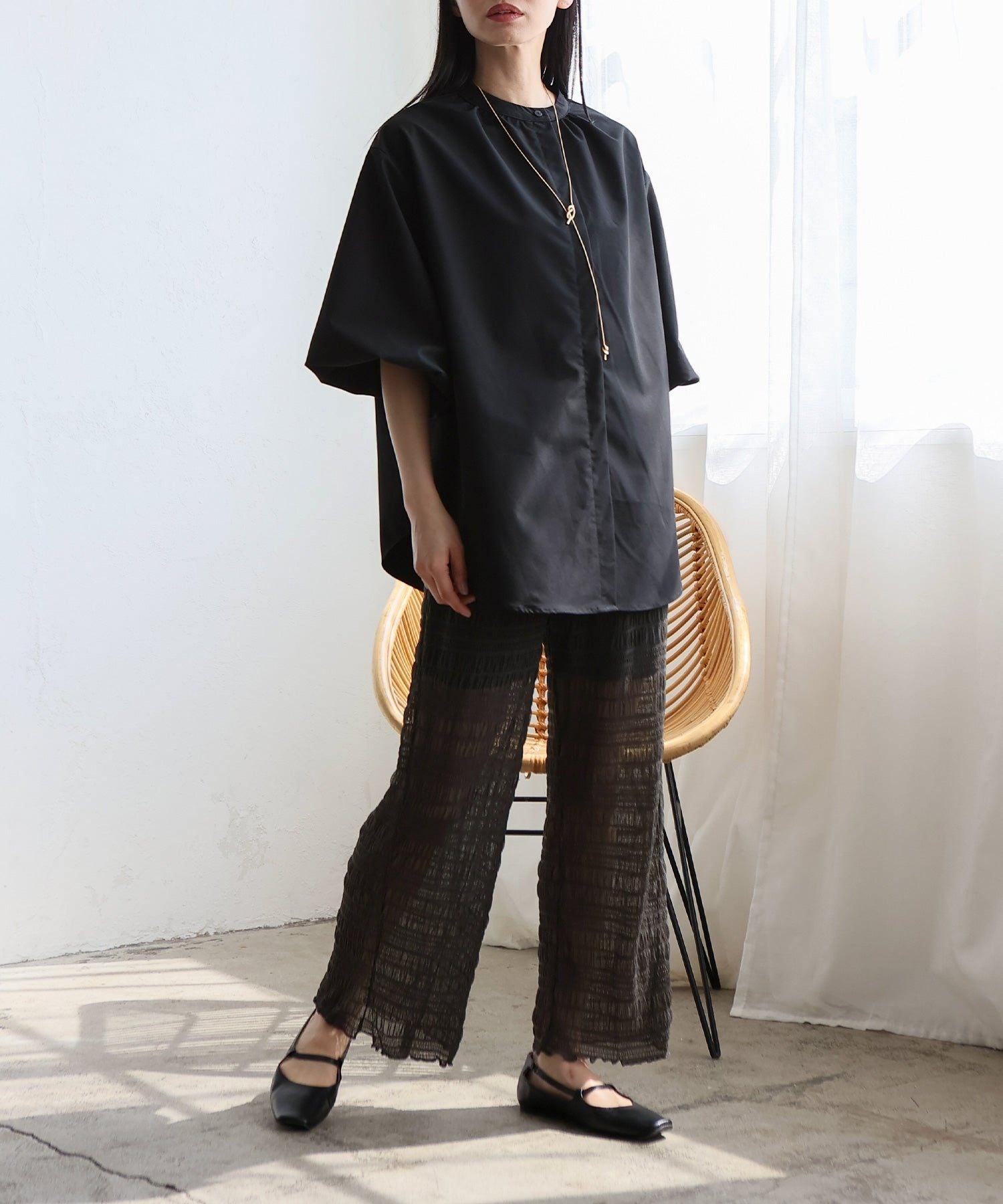 ノールール ノーライン No Rule No Line レイヤード風シアーチュールパンツ (BLACK) BLACK