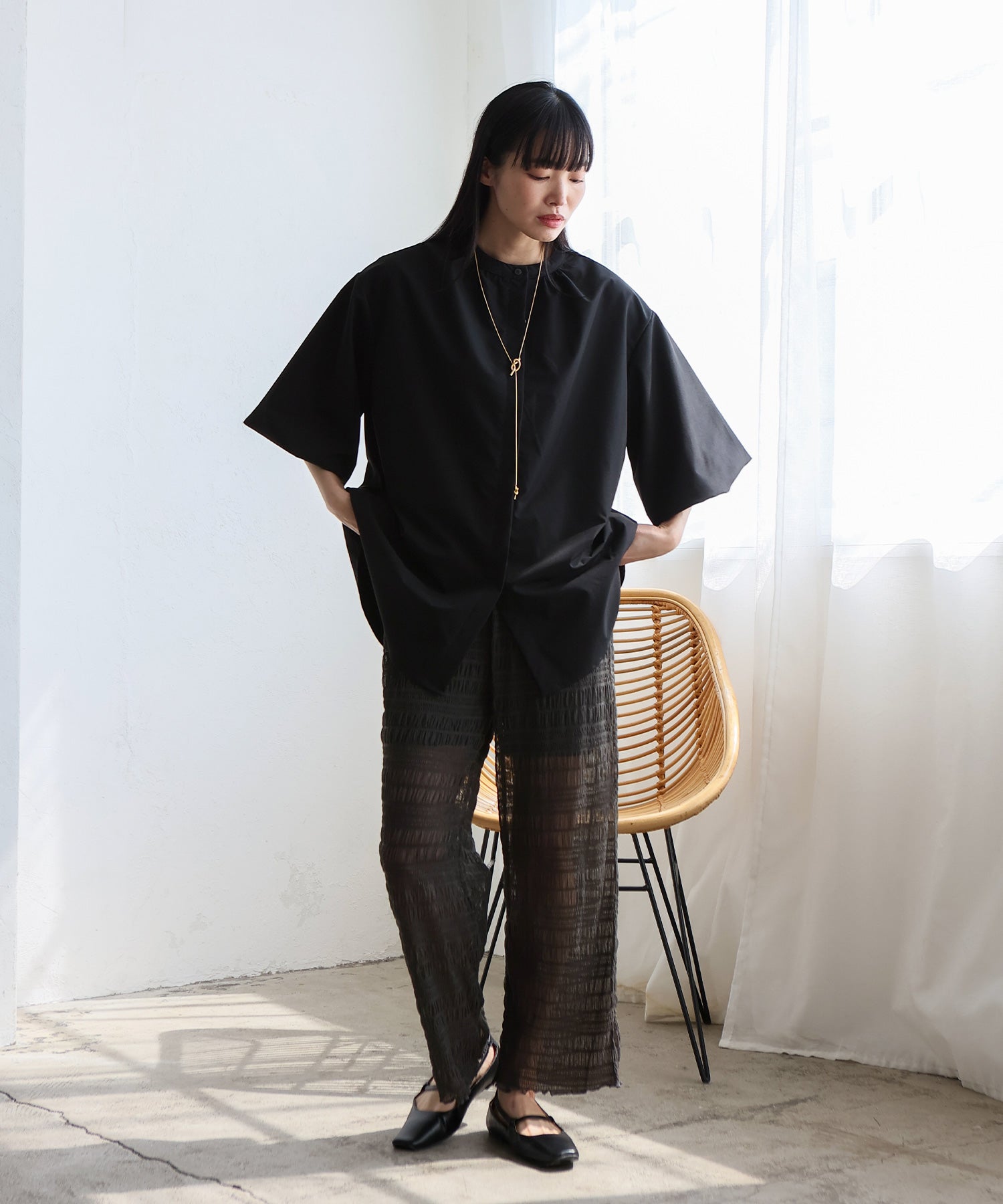 ノールール ノーライン No Rule No Line レイヤード風シアーチュールパンツ (BLACK) BLACK