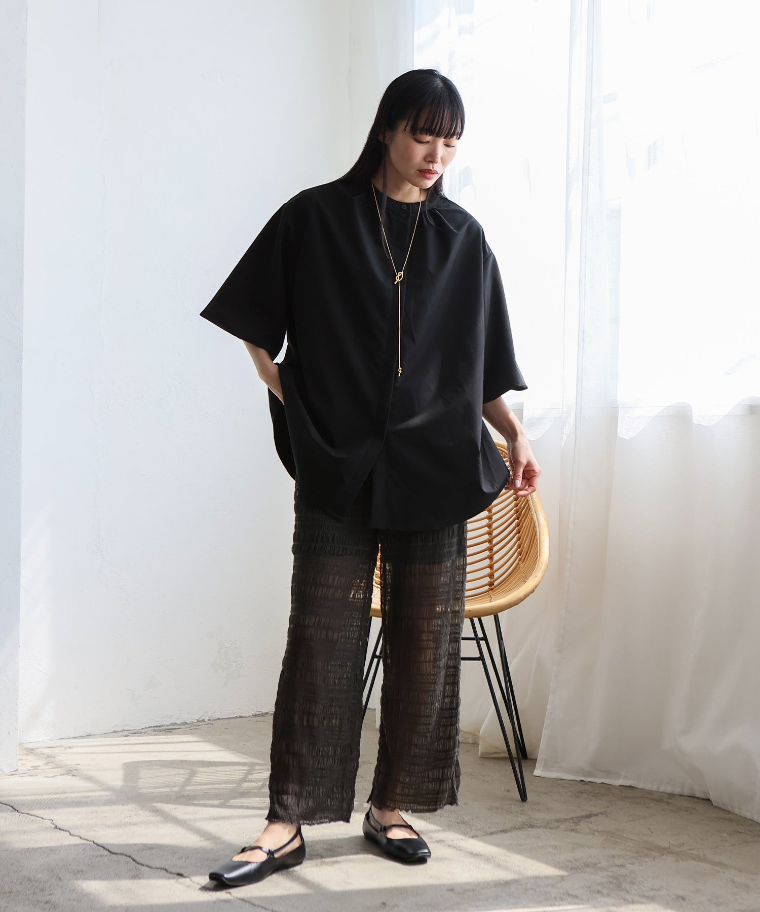 ノールール ノーライン No Rule No Line レイヤード風シアーチュールパンツ (BLACK) BLACK