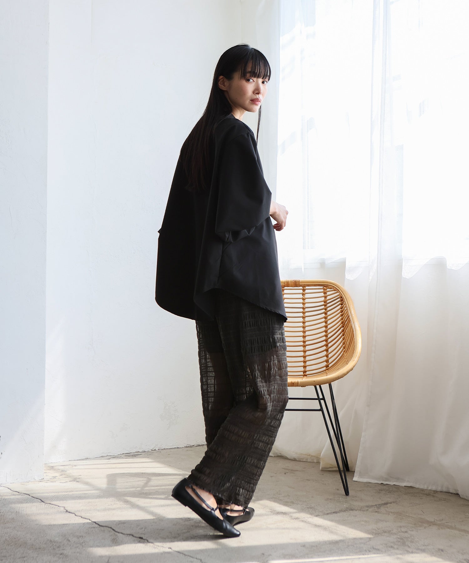 ノールール ノーライン No Rule No Line レイヤード風シアーチュールパンツ (BLACK) BLACK