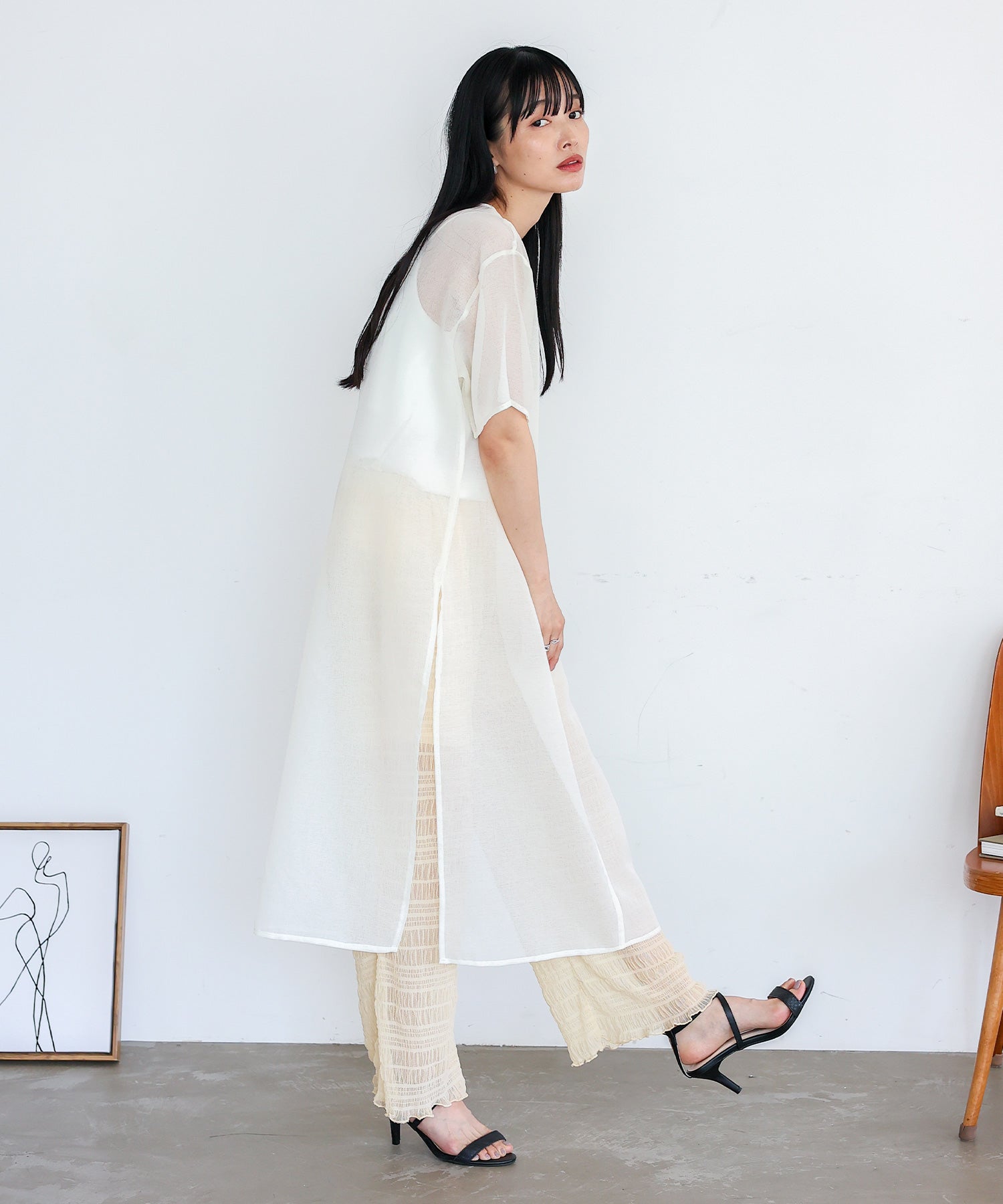 ノールール ノーライン No Rule No Line シアーロングスリットワンピース (WHITE) WHITE