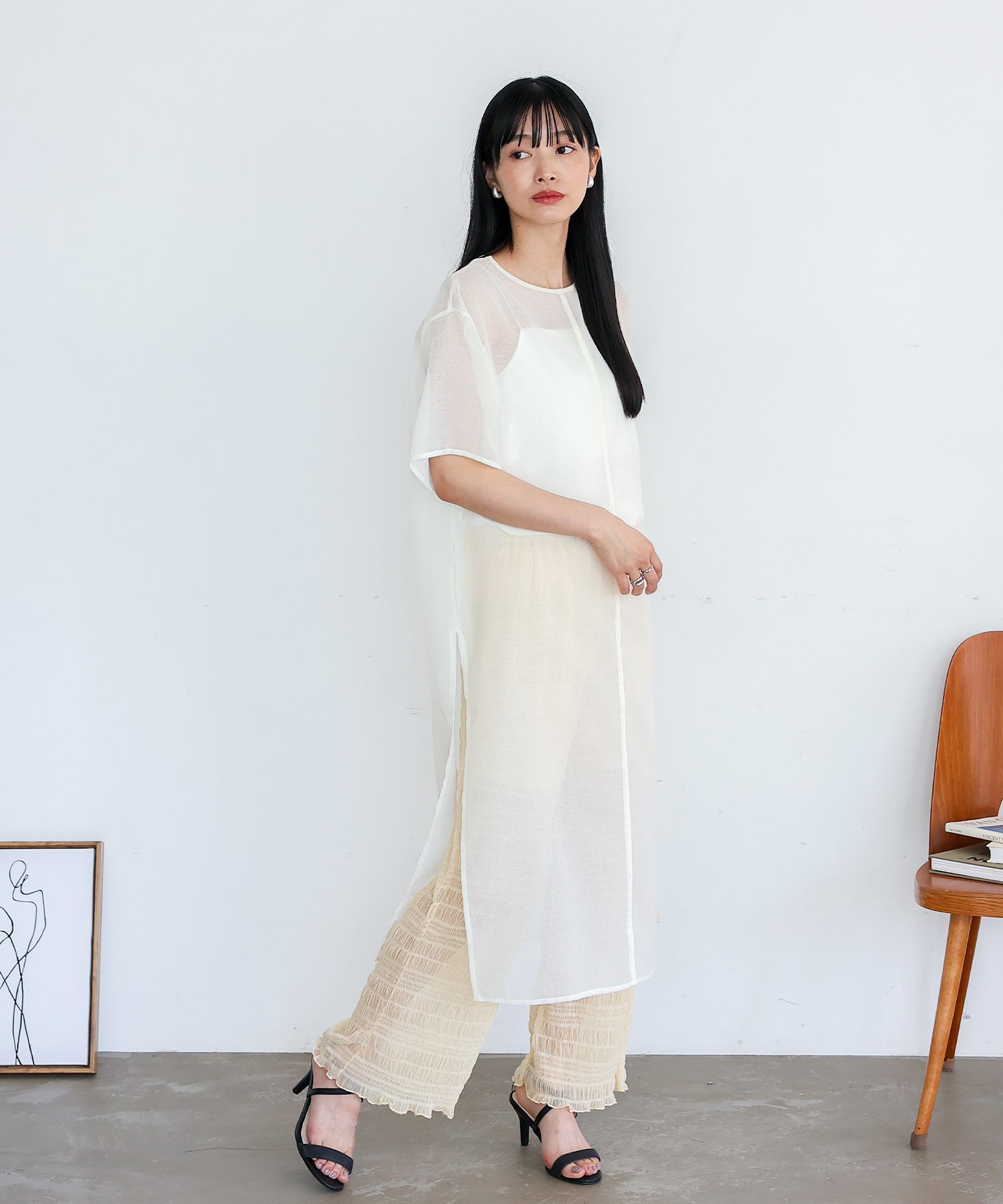 ノールール ノーライン No Rule No Line シアーロングスリットワンピース (WHITE) WHITE