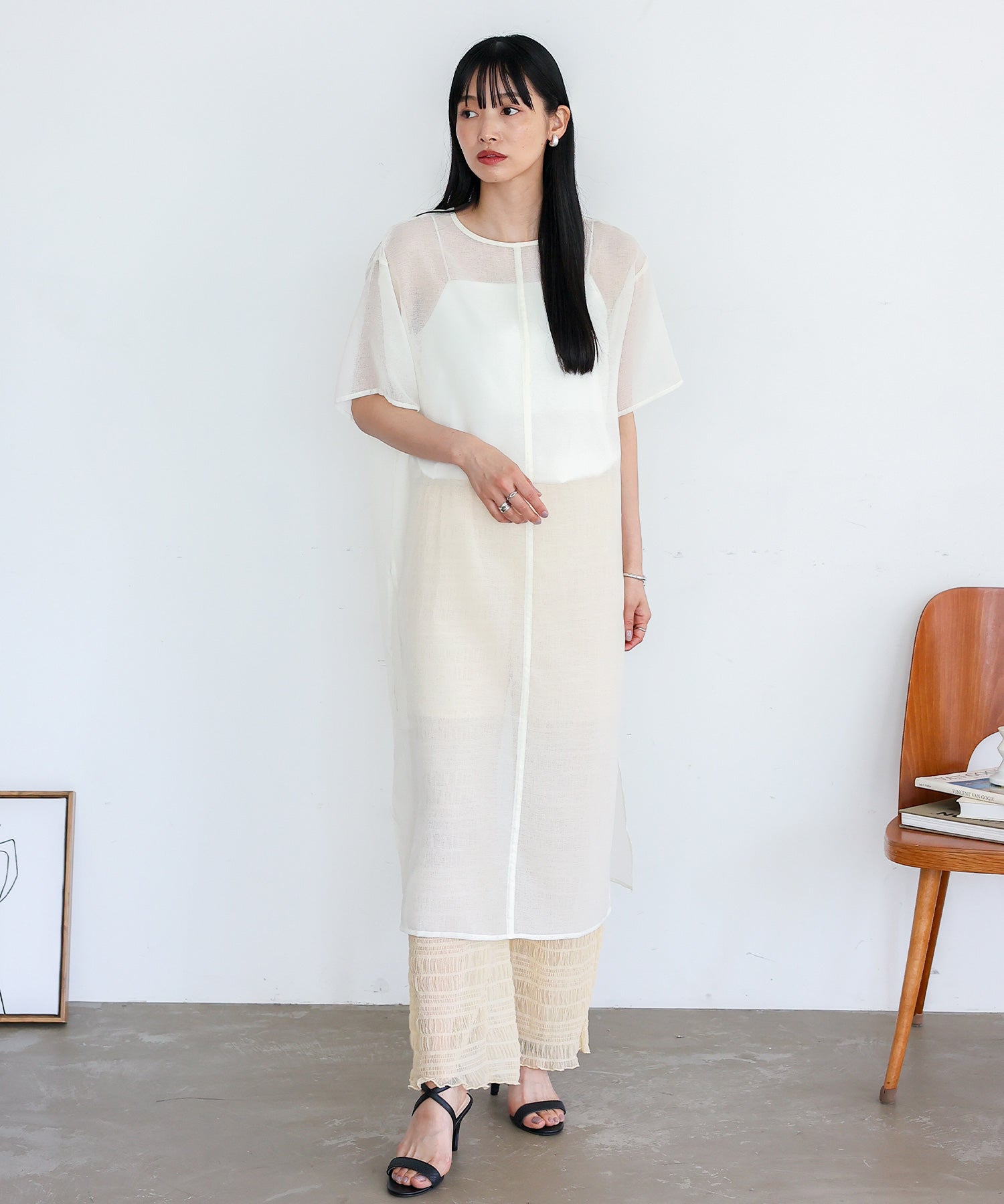 ノールール ノーライン No Rule No Line シアーロングスリットワンピース (WHITE) WHITE