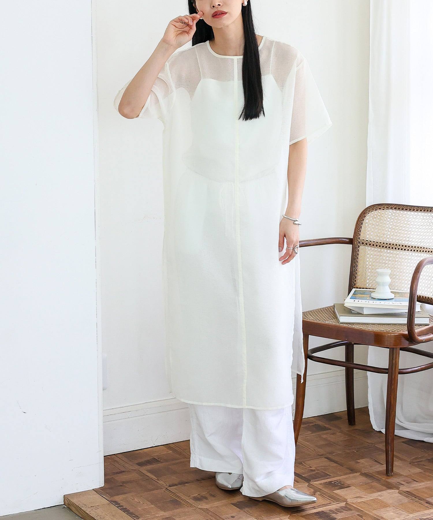 ノールール ノーライン No Rule No Line シアーロングスリットワンピース (WHITE) WHITE