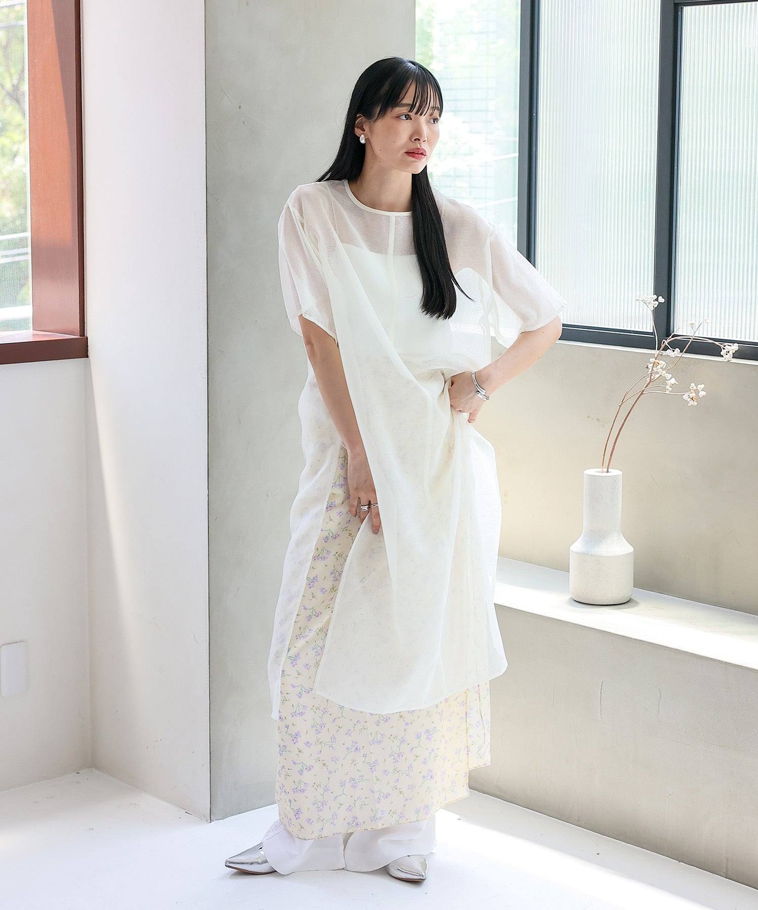 ノールール ノーライン No Rule No Line シアーロングスリットワンピース (WHITE) WHITE