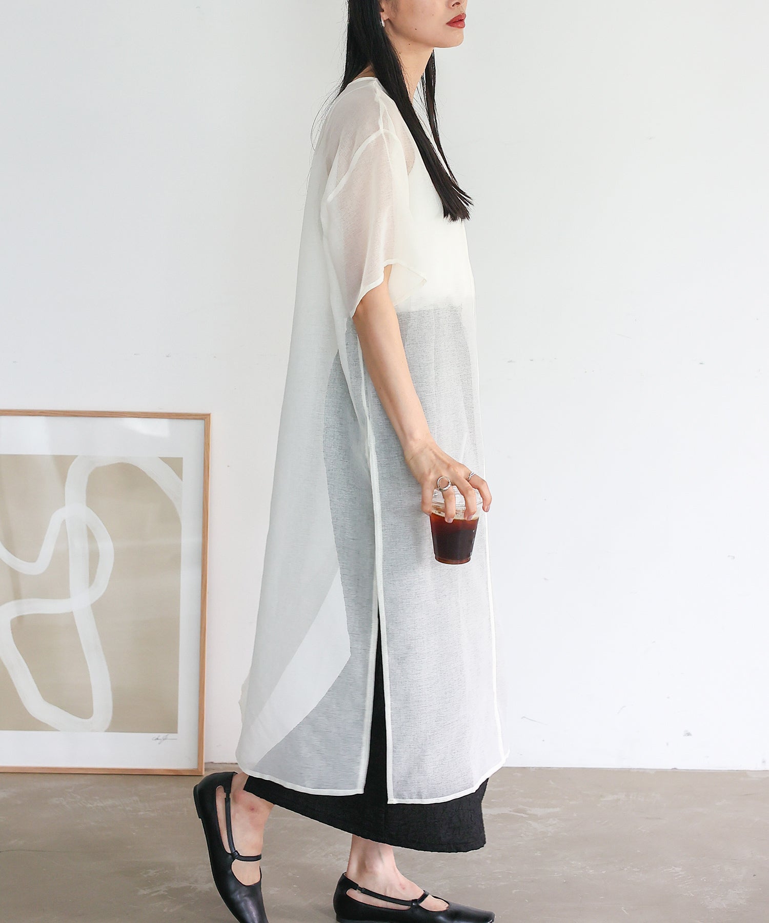 ノールール ノーライン No Rule No Line シアーロングスリットワンピース (WHITE) WHITE