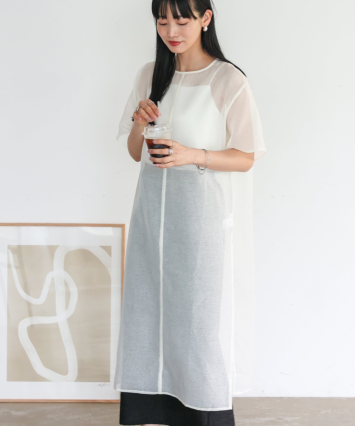 ノールール ノーライン No Rule No Line シアーロングスリットワンピース (WHITE) WHITE