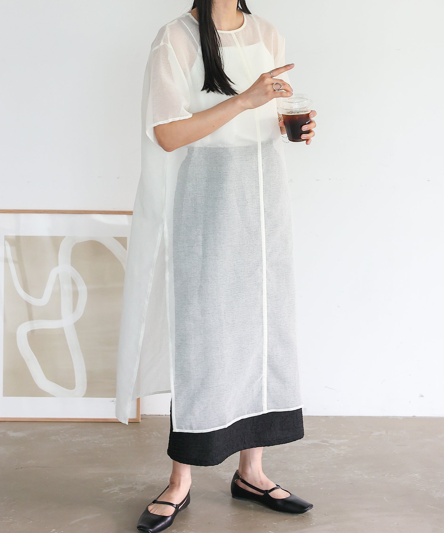 ノールール ノーライン No Rule No Line シアーロングスリットワンピース (WHITE) WHITE