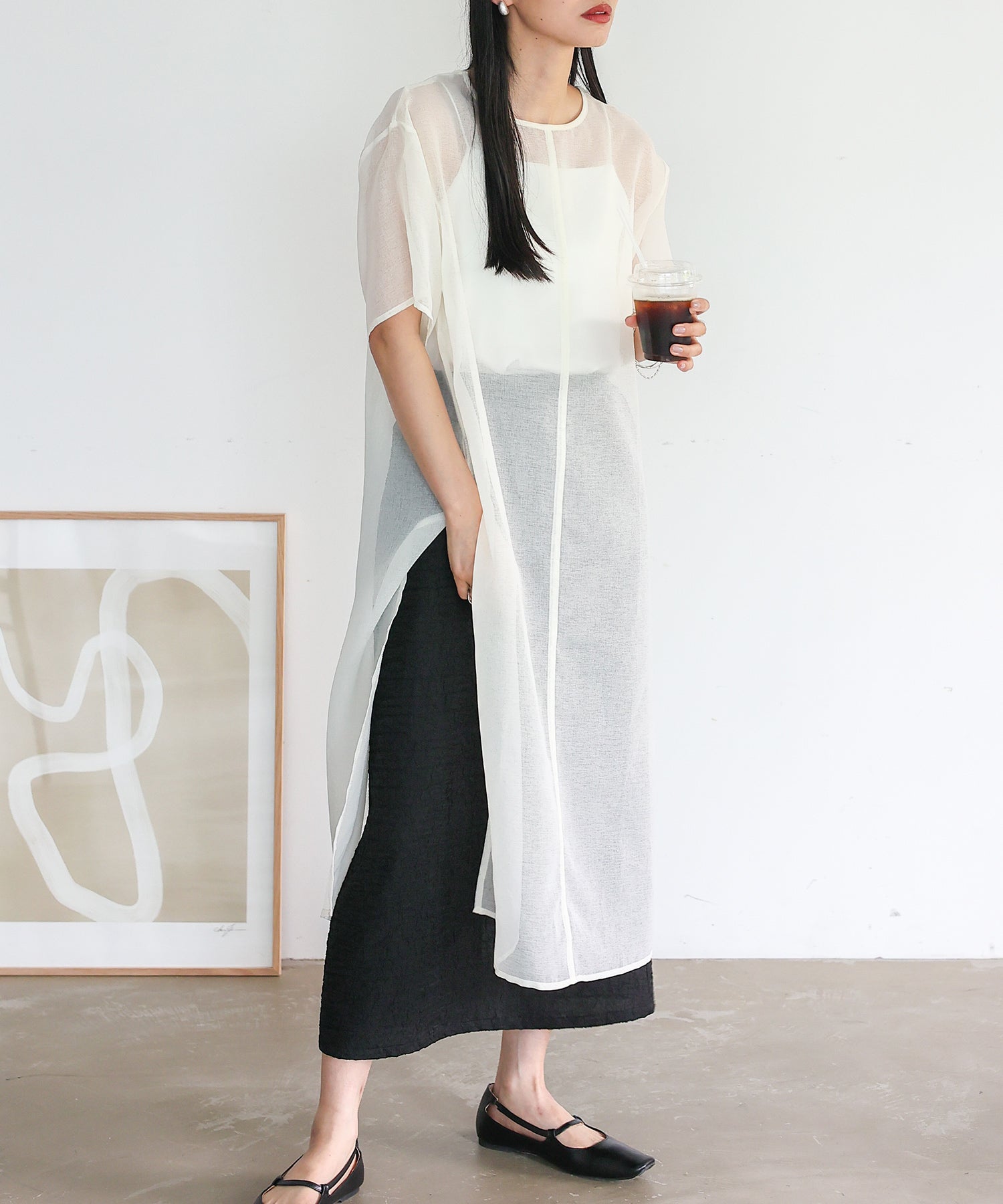 ノールール ノーライン No Rule No Line シアーロングスリットワンピース (WHITE) WHITE