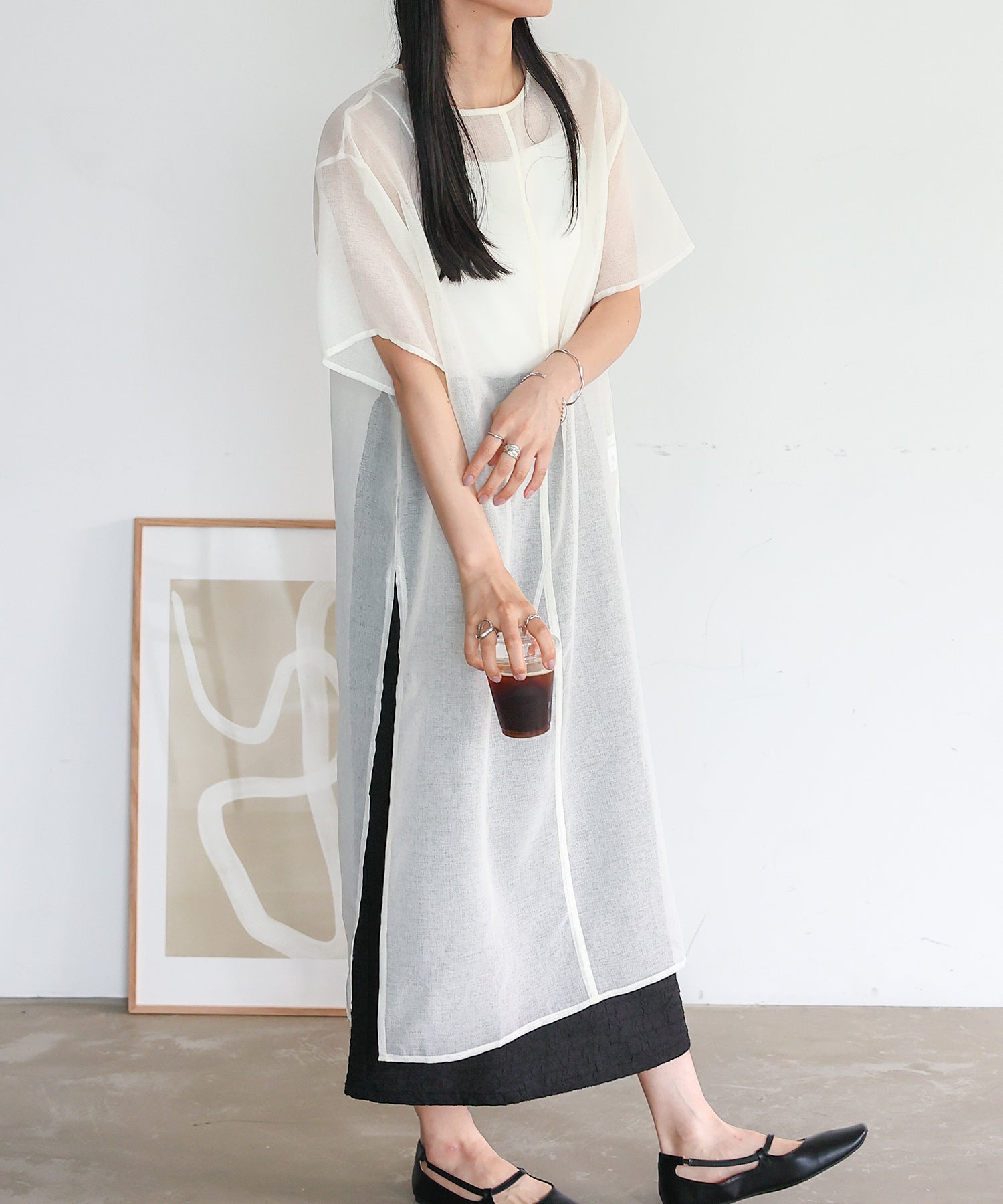 ノールール ノーライン No Rule No Line シアーロングスリットワンピース (WHITE) WHITE