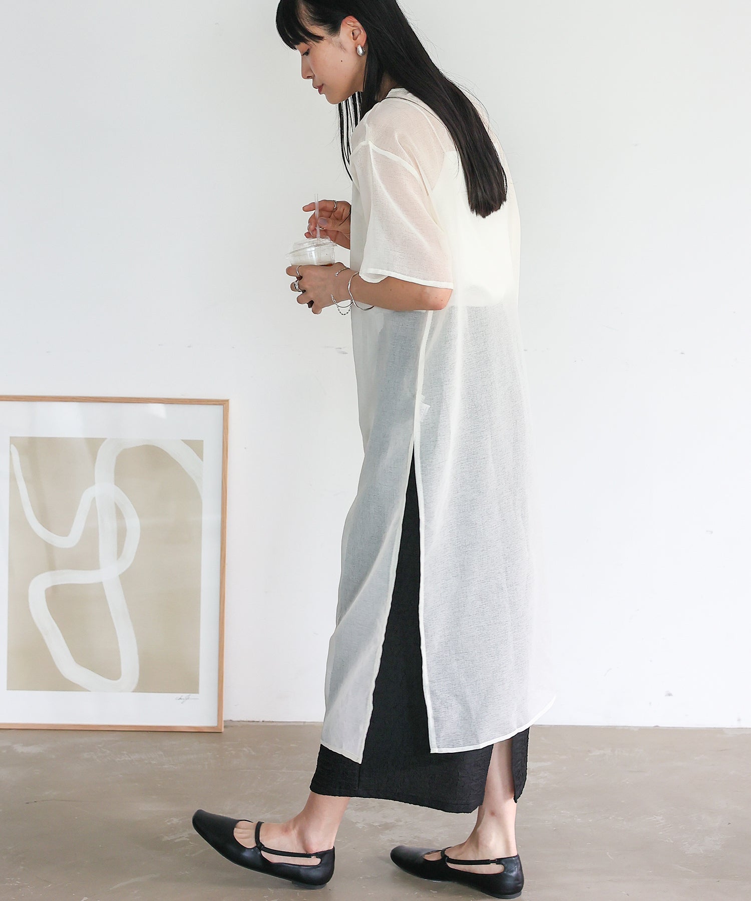 ノールール ノーライン No Rule No Line シアーロングスリットワンピース (WHITE) WHITE