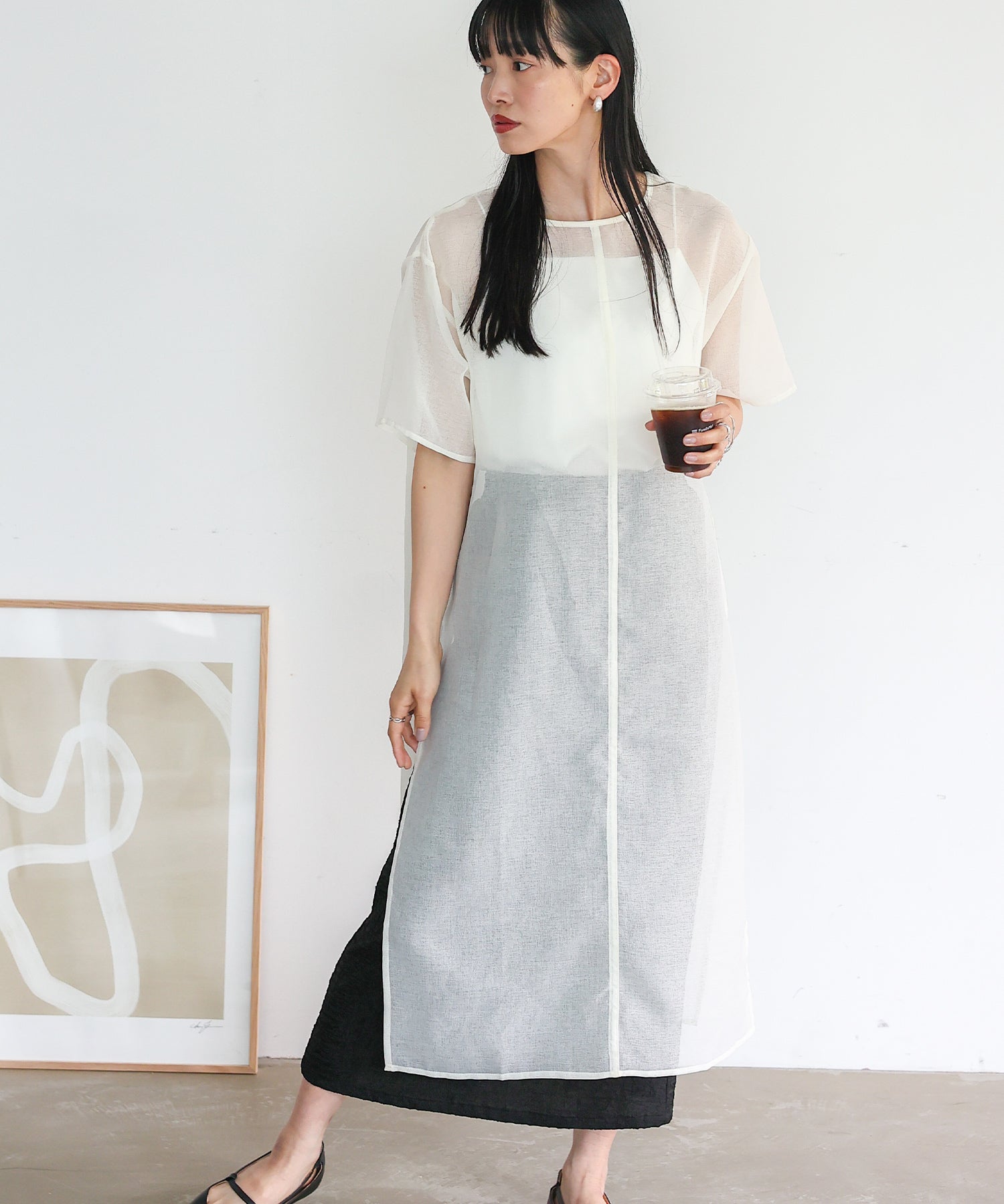 ノールール ノーライン No Rule No Line シアーロングスリットワンピース (WHITE) WHITE