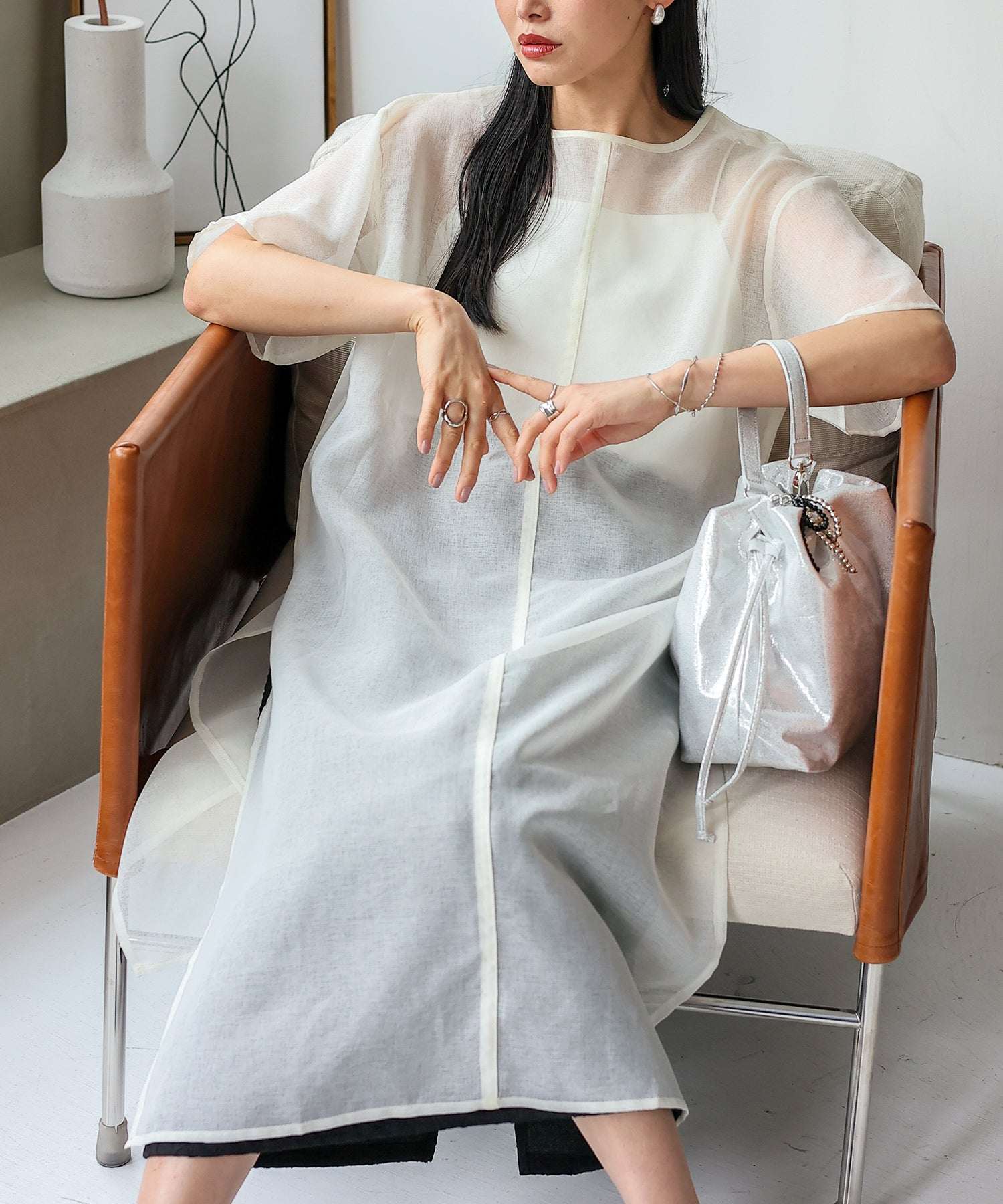 ノールール ノーライン No Rule No Line シアーロングスリットワンピース (WHITE) WHITE