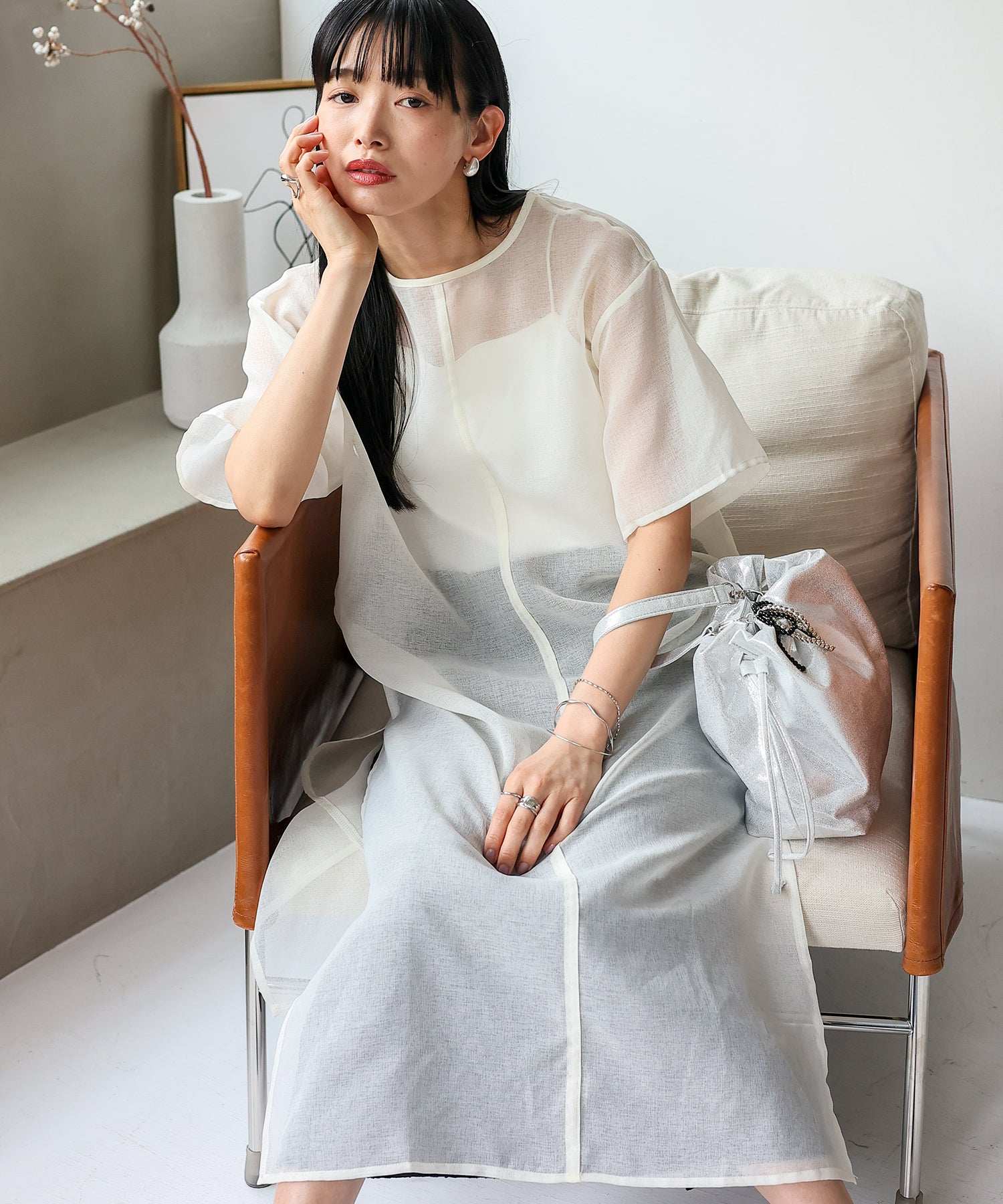 ノールール ノーライン No Rule No Line シアーロングスリットワンピース (WHITE) WHITE