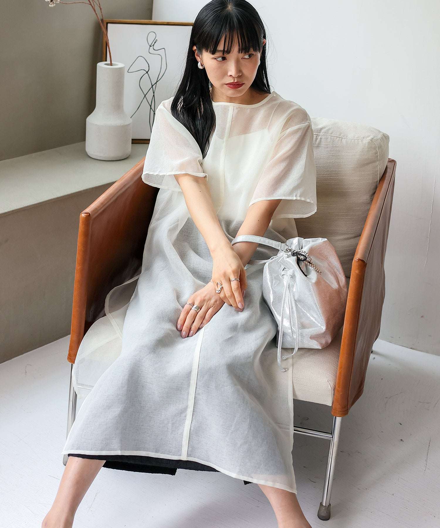 ノールール ノーライン No Rule No Line シアーロングスリットワンピース (WHITE) WHITE