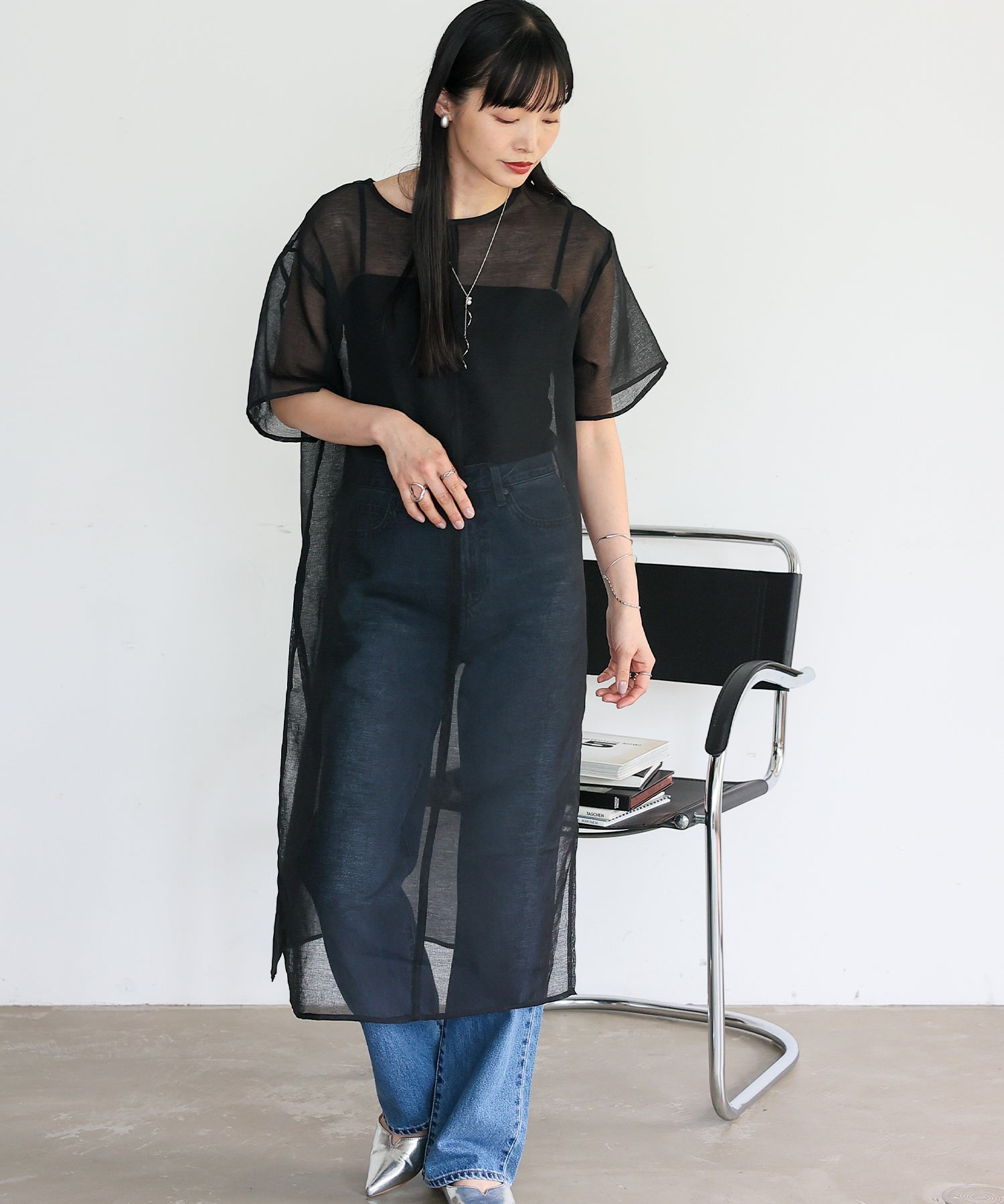 ノールール ノーライン No Rule No Line シアーロングスリットワンピース (WHITE) WHITE