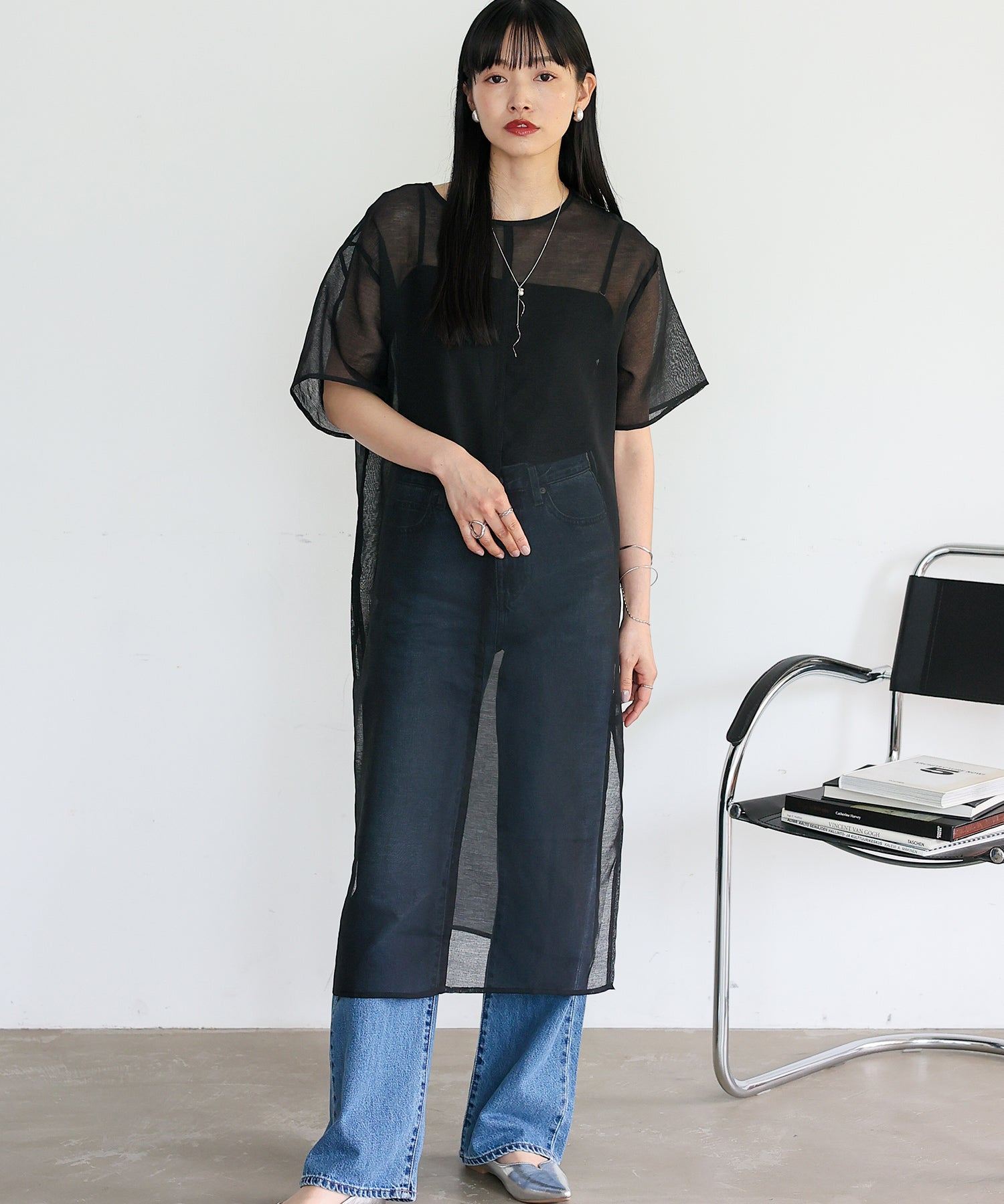 ノールール ノーライン No Rule No Line シアーロングスリットワンピース (WHITE) WHITE