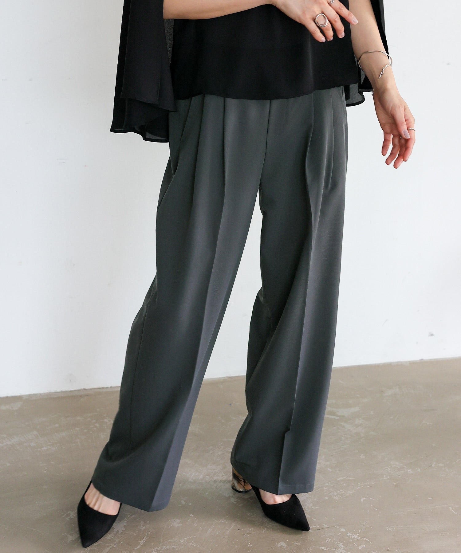 ノールール ノーライン No Rule No Line センタープレスタックストレートパンツ (CHARCOAL) CHARCOAL