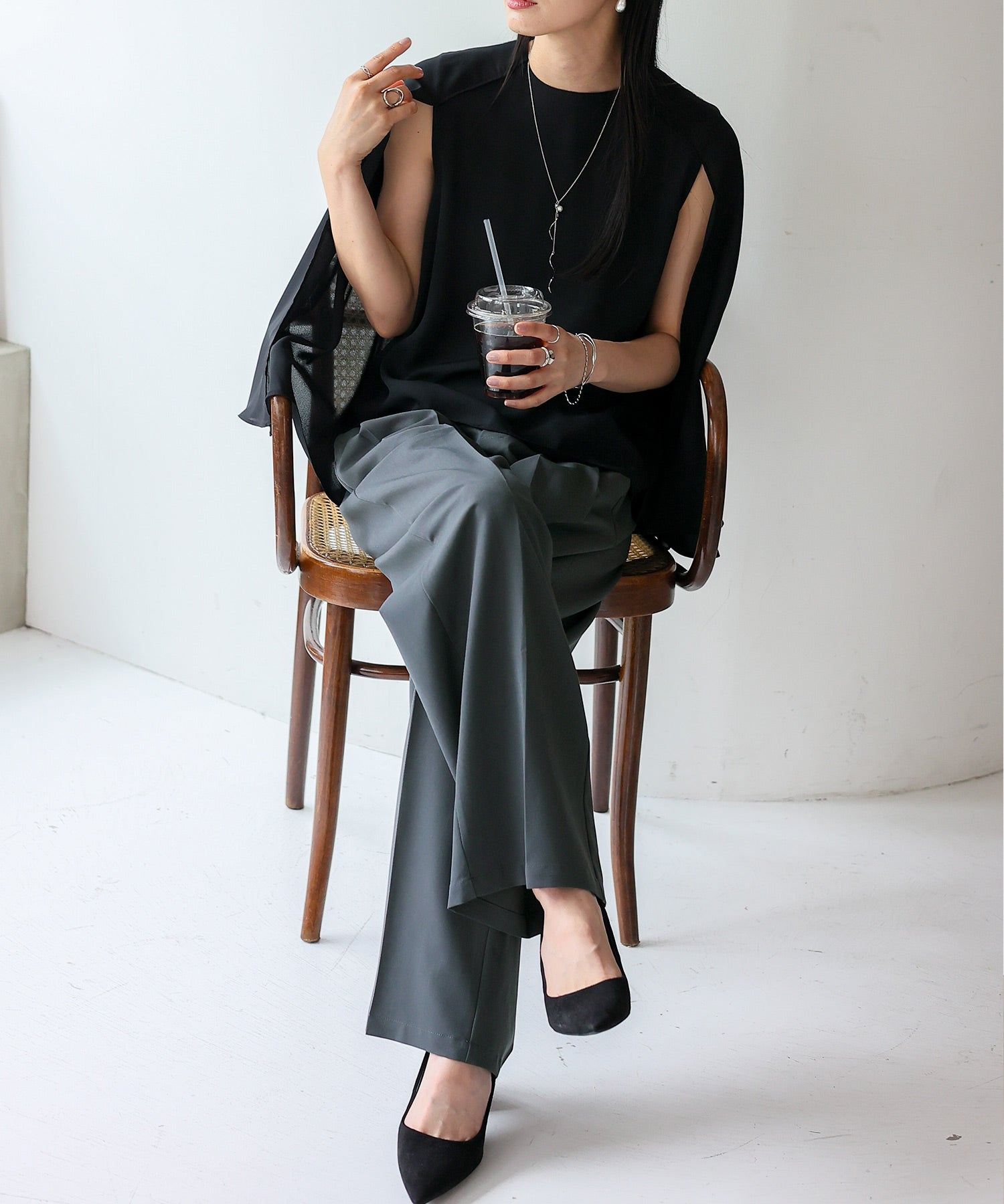 ノールール ノーライン No Rule No Line センタープレスタックストレートパンツ (CHARCOAL) CHARCOAL