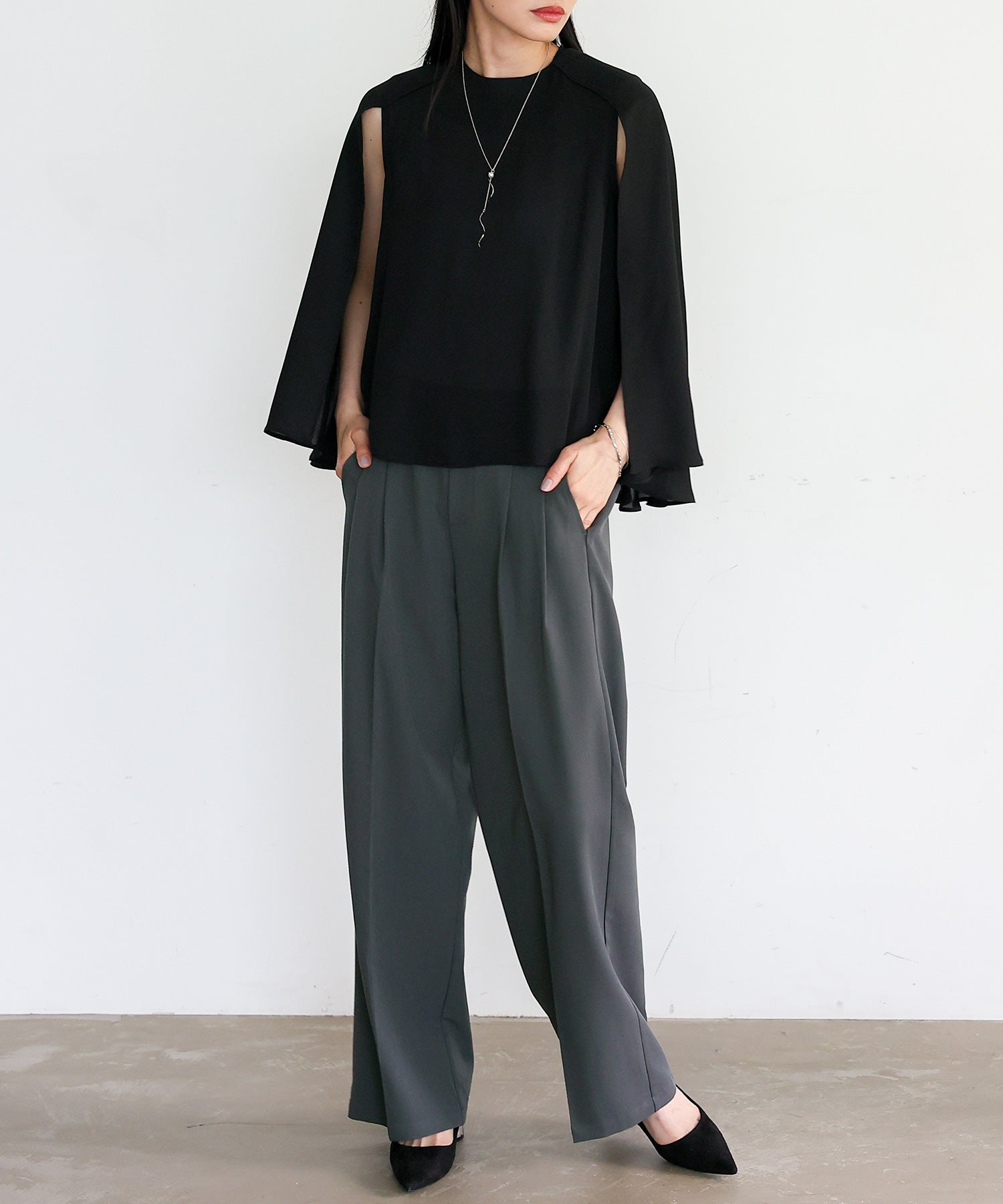 ノールール ノーライン No Rule No Line センタープレスタックストレートパンツ (CHARCOAL) CHARCOAL