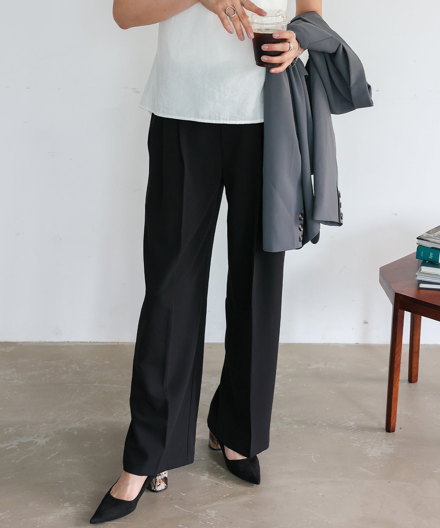 ノールール ノーライン No Rule No Line センタープレスタックストレートパンツ (BLACK) BLACK