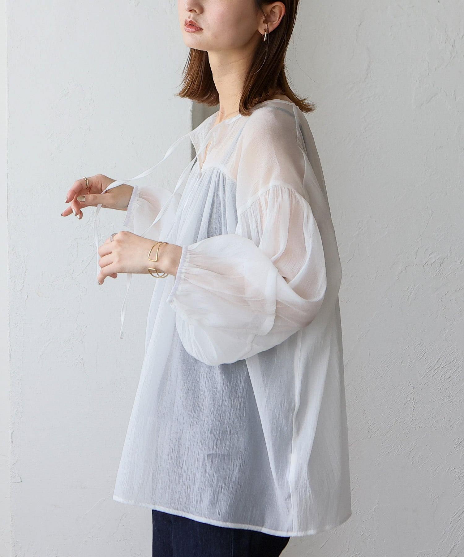 ノールール ノーライン No Rule No Line ボリュームスリーブシアーブラウス (WHITE) WHITE