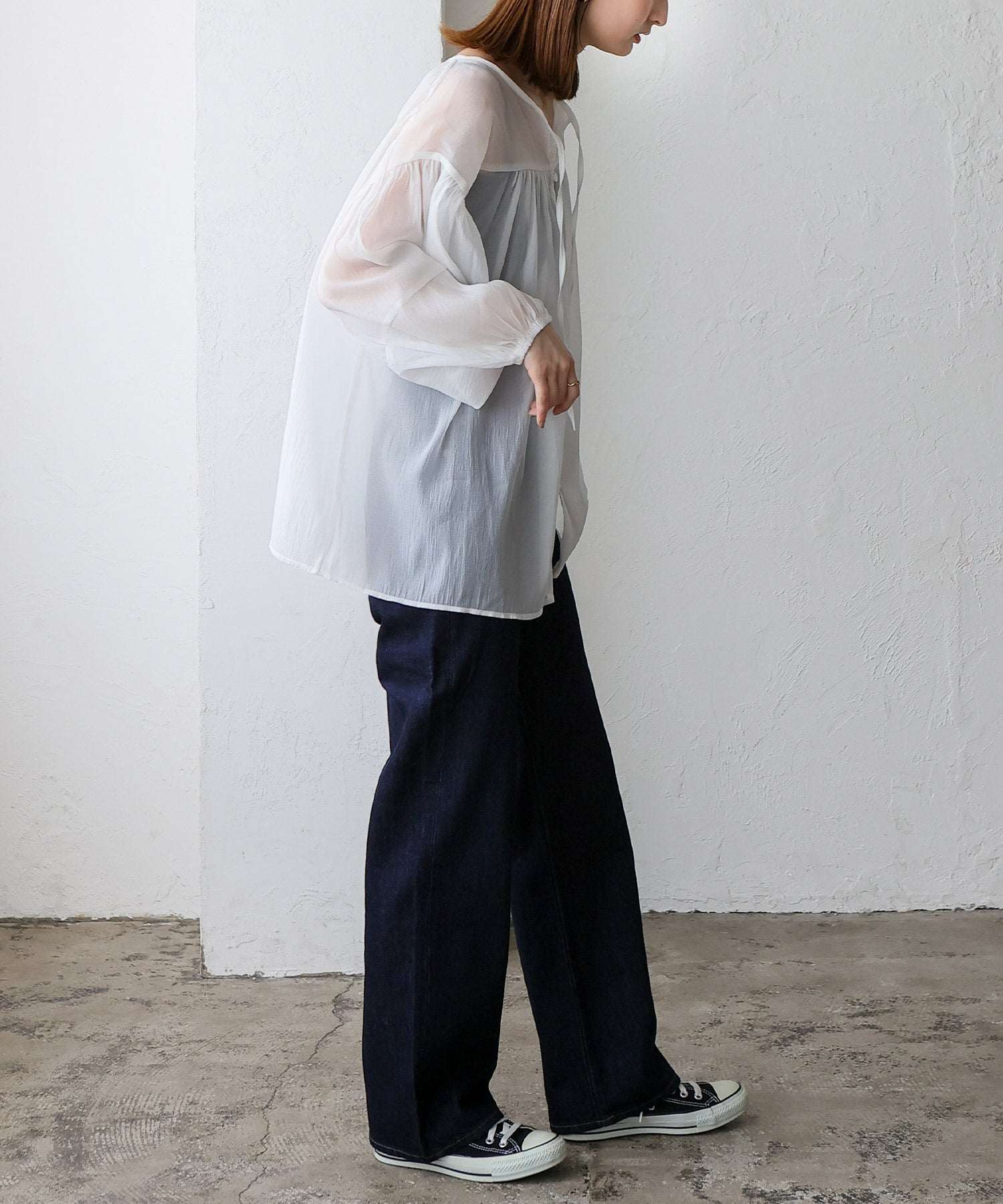 ノールール ノーライン No Rule No Line ボリュームスリーブシアーブラウス (WHITE) WHITE