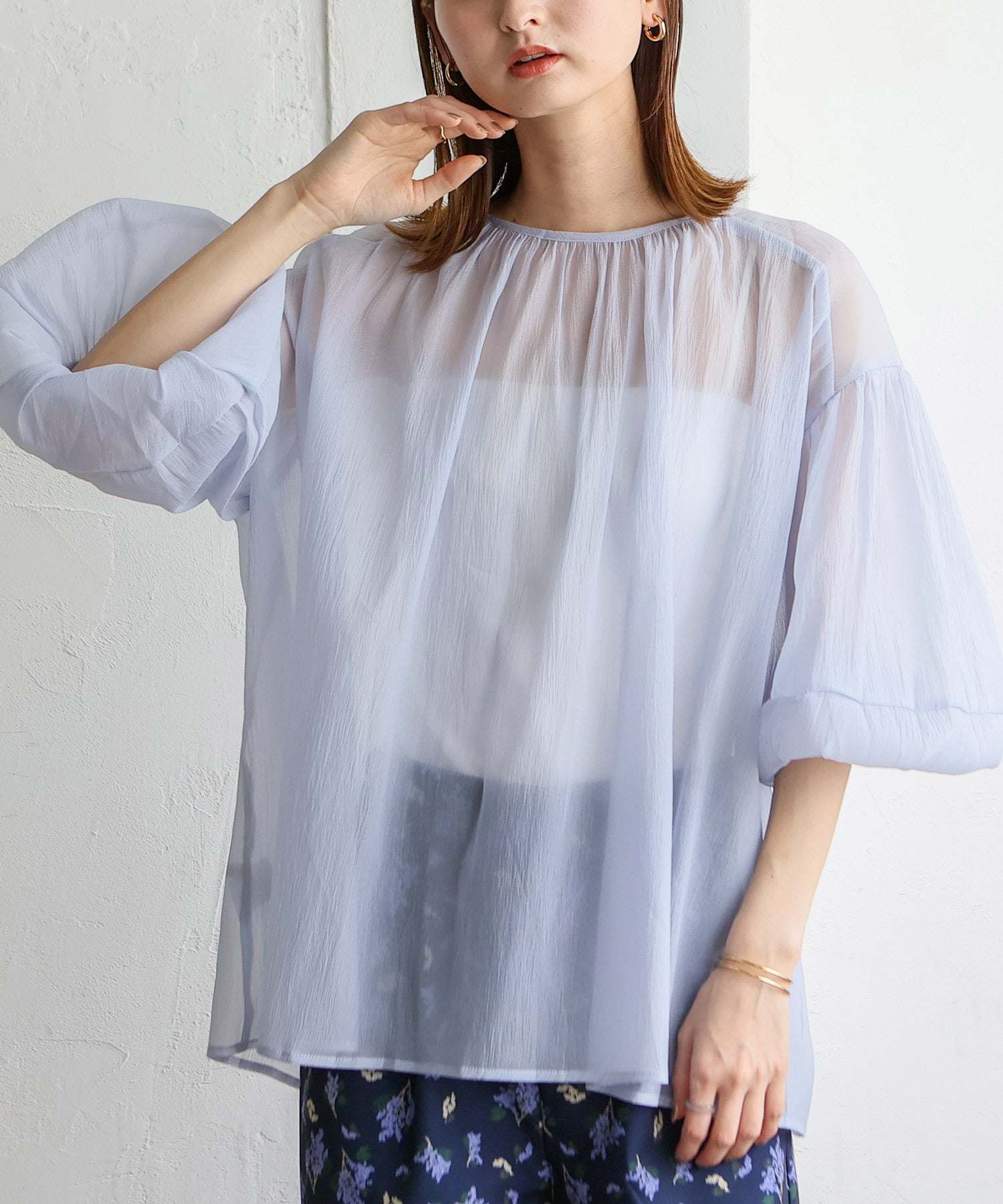 ノールール ノーライン No Rule No Line ボリュームスリーブシアーブラウス (WHITE) WHITE