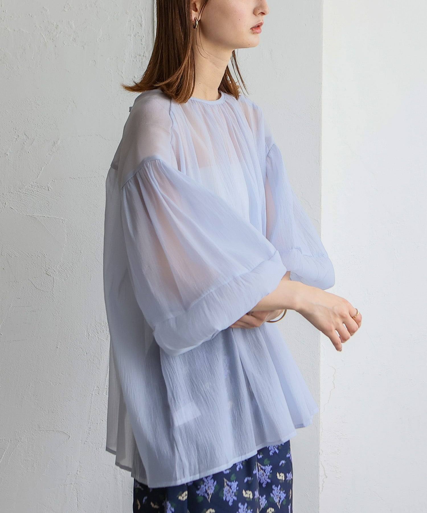 ノールール ノーライン No Rule No Line ボリュームスリーブシアーブラウス (LBLUE) LBLUE