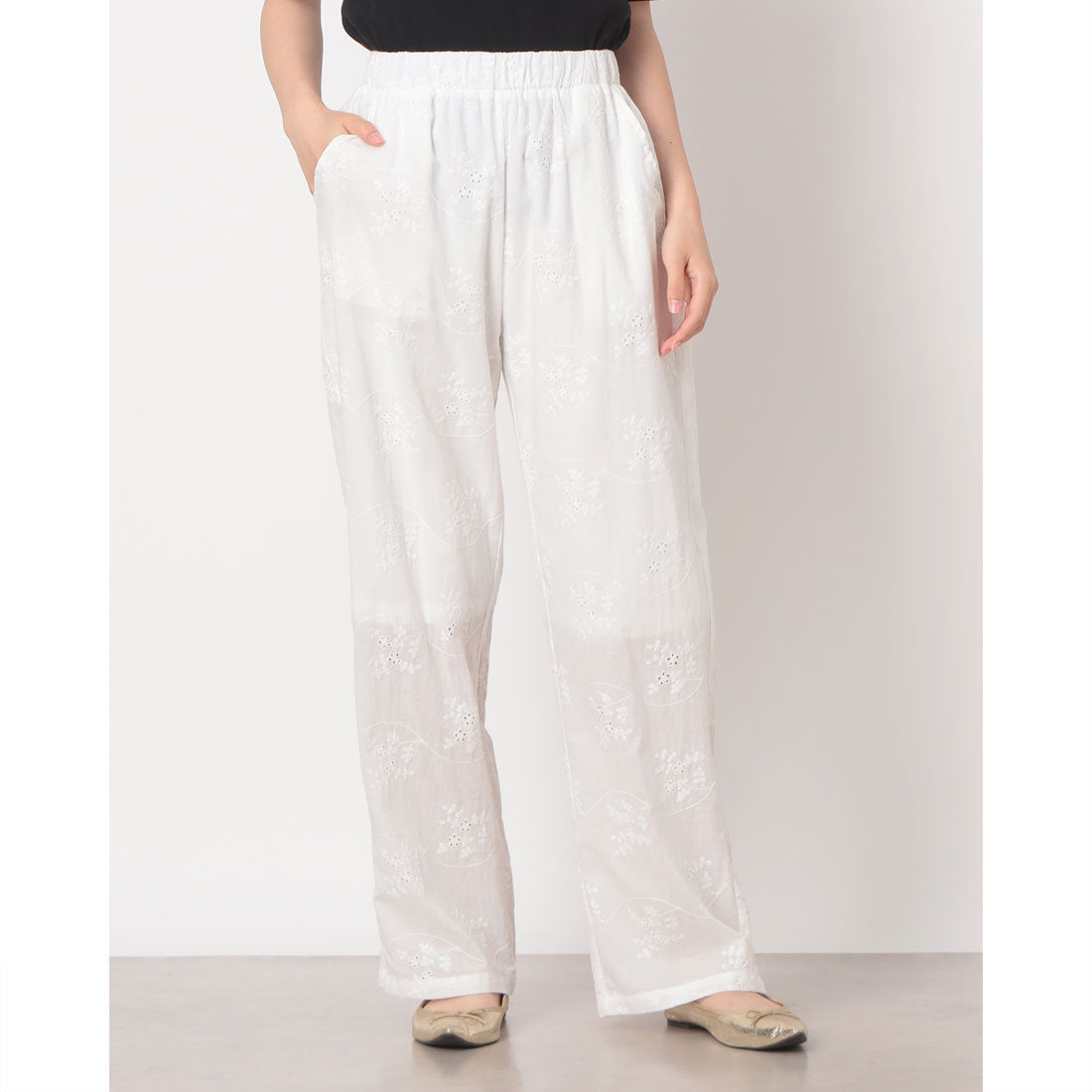 ノールール ノーライン No Rule No Line コットンフラワーエンブロイダリーレースパンツ (WHITE) WHITE